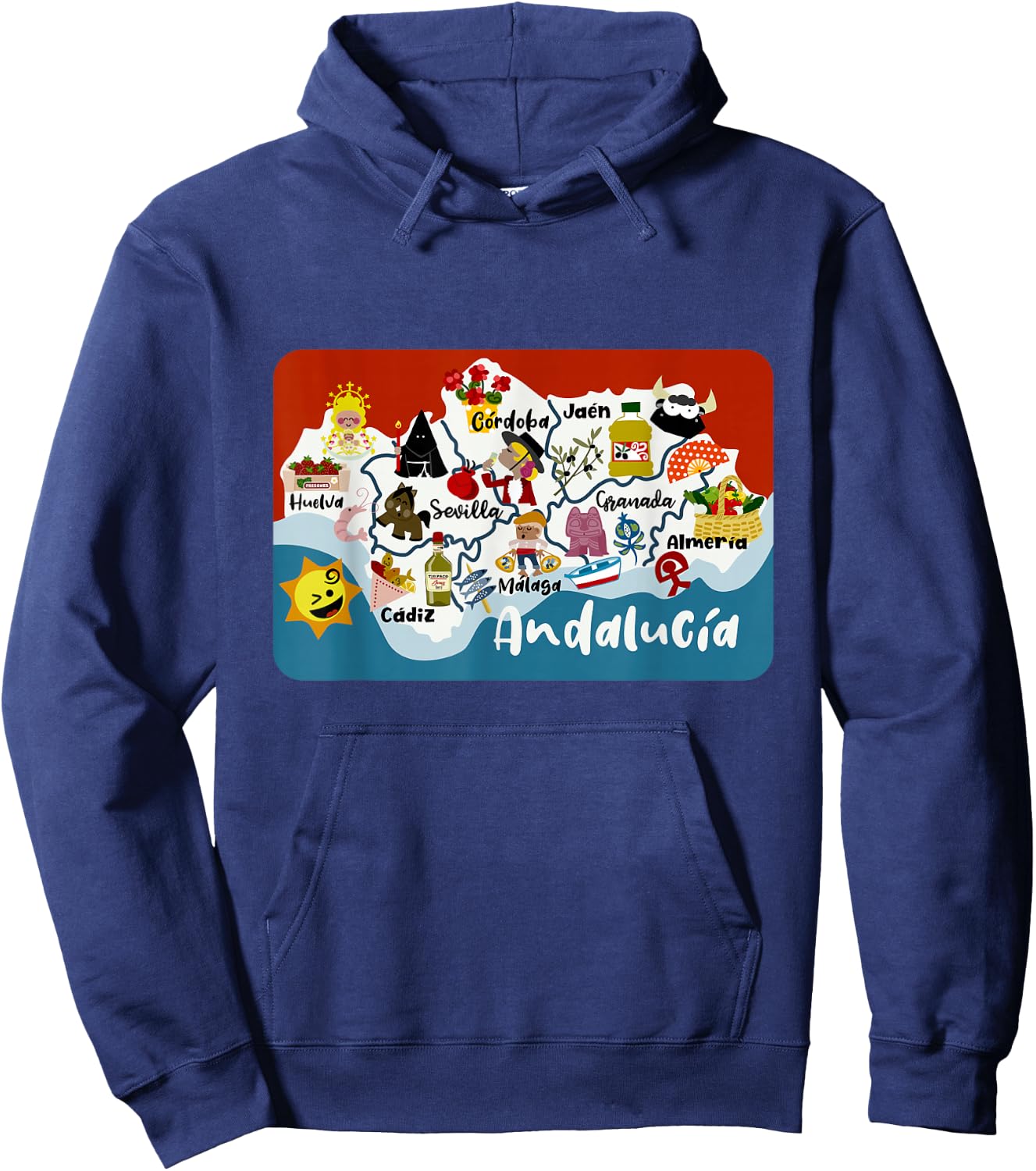 Map of Andalusia Hoodie - Hoodie | Navy