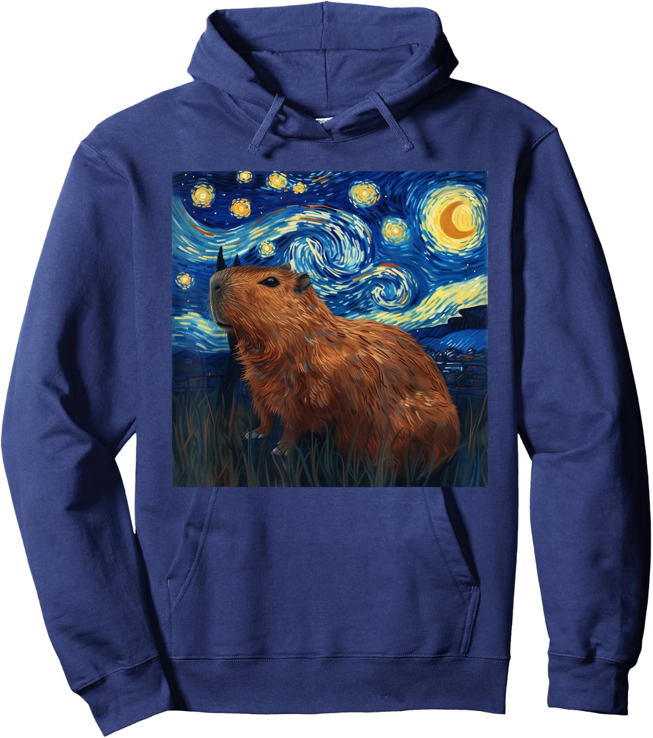 Capybara Van Gogh Style Starry Night Hoodie - Hoodie | Navy