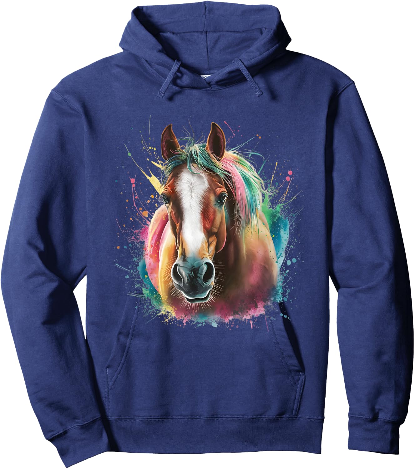 Horse Men Women Colourful Watercolour Horse Hoodie - Hoodie | Navy