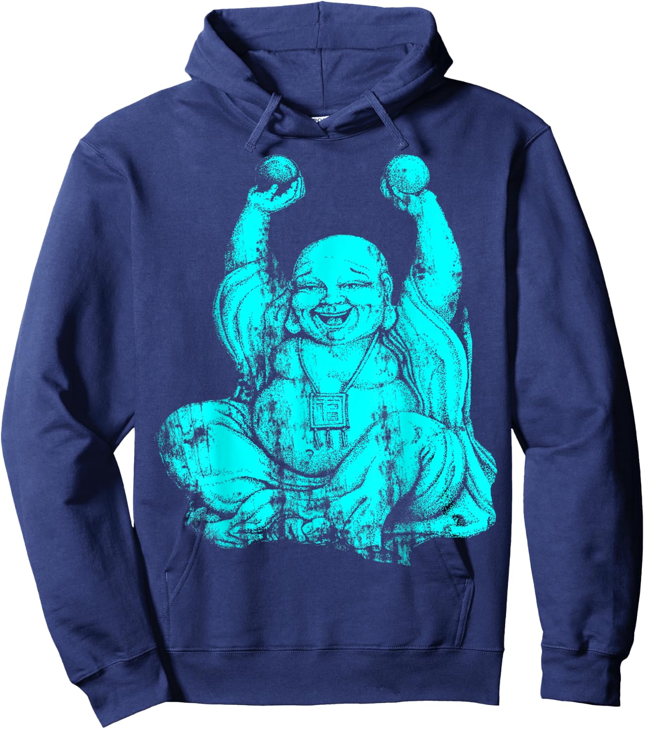 Powder Blue Laughing Buddha Yoga Hoodie - Hoodie | Navy
