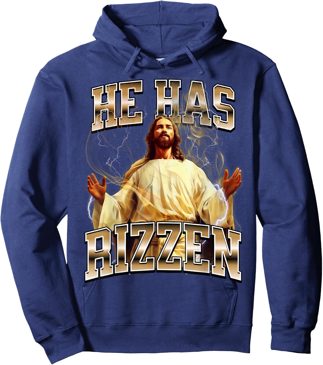 He Has Rizzen Jesus Hoodie - Hoodie | Navy