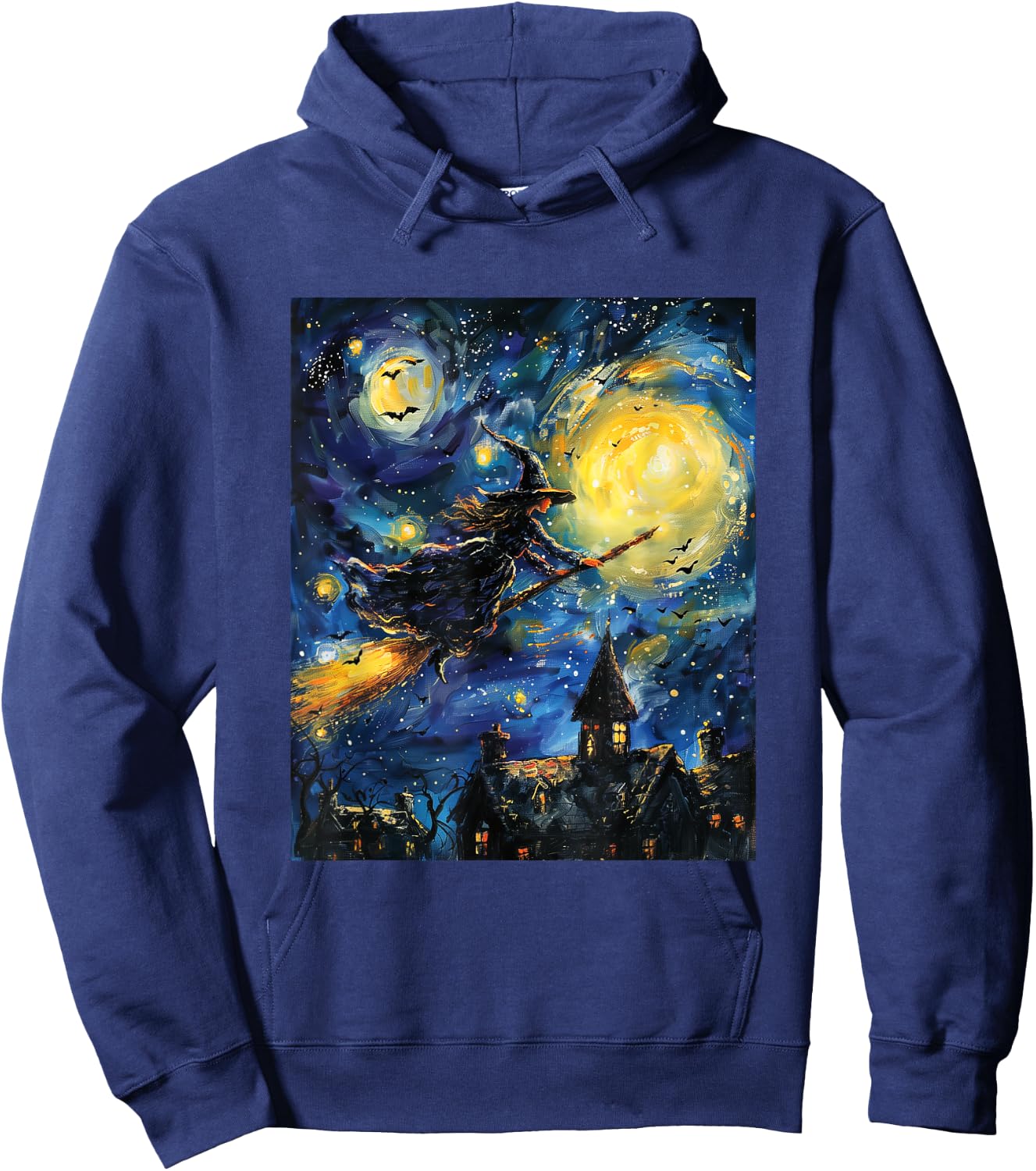 Witch Halloween - Van Gogh Style - Starry Night Hoodie - Hoodie | Navy