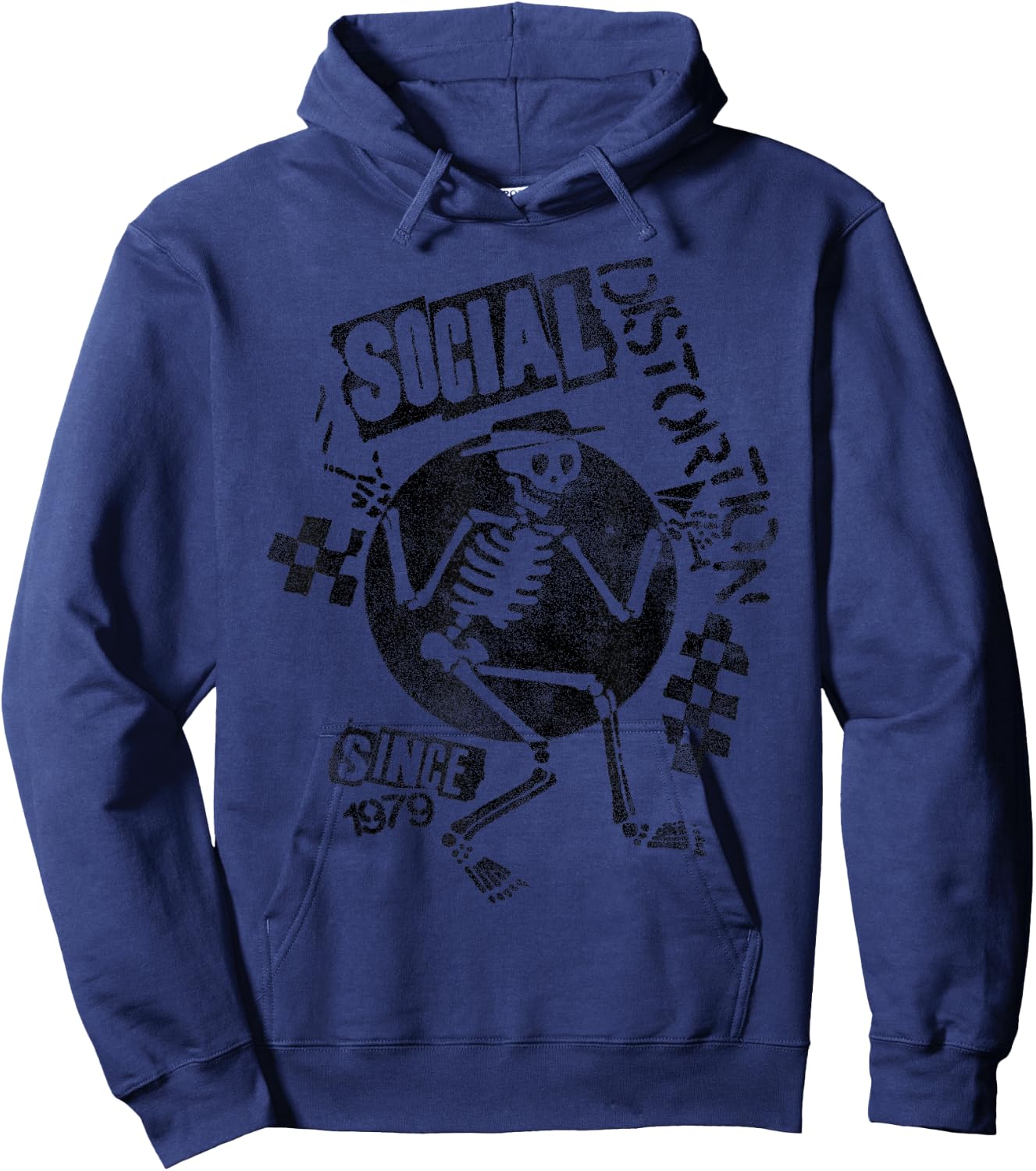 Official Social Distortion Black Spray Skelly Hoodie - Hoodie | Navy