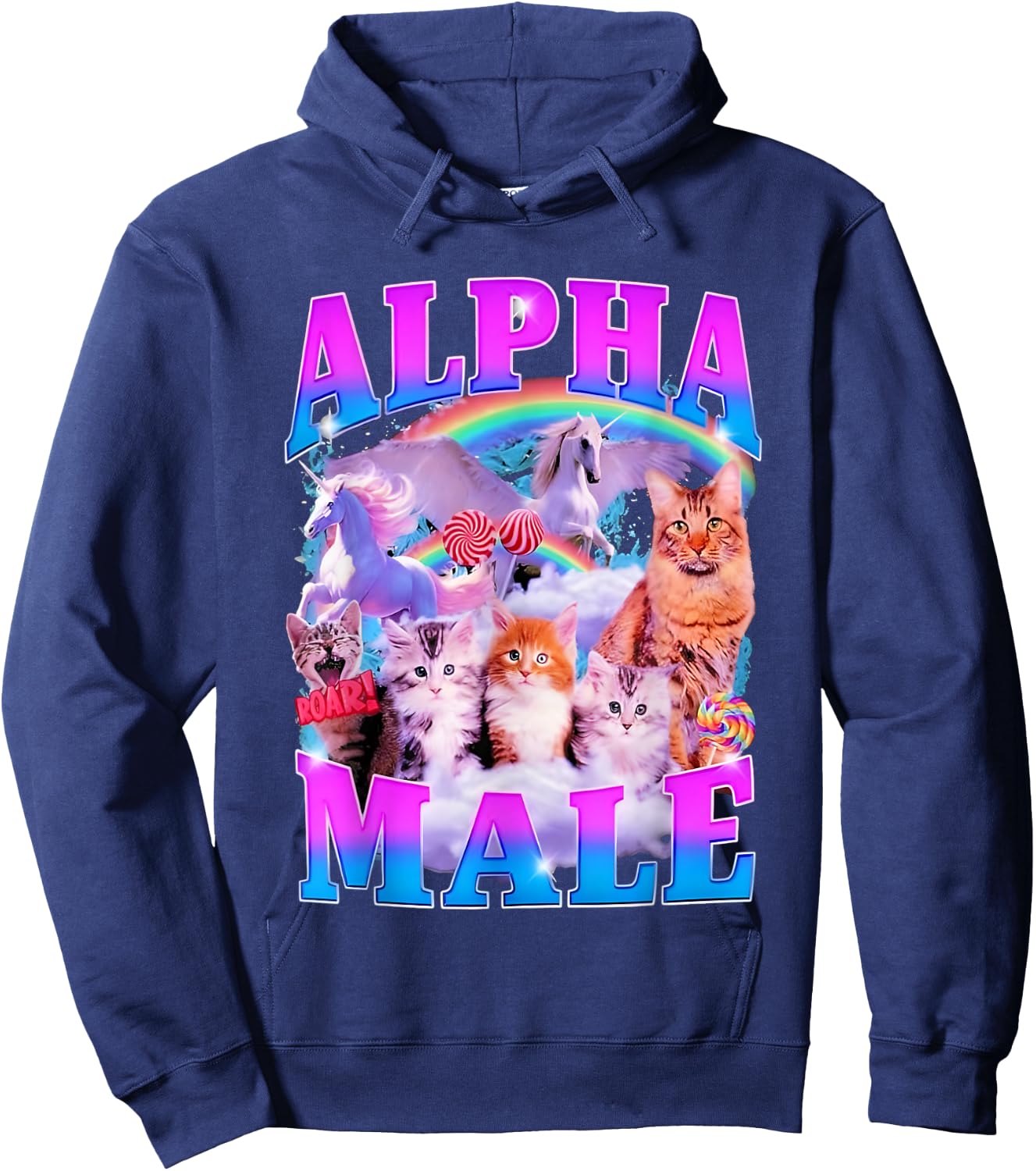 Cat And Unicorn Alpha Male Hoodie - Hoodie | Navy
