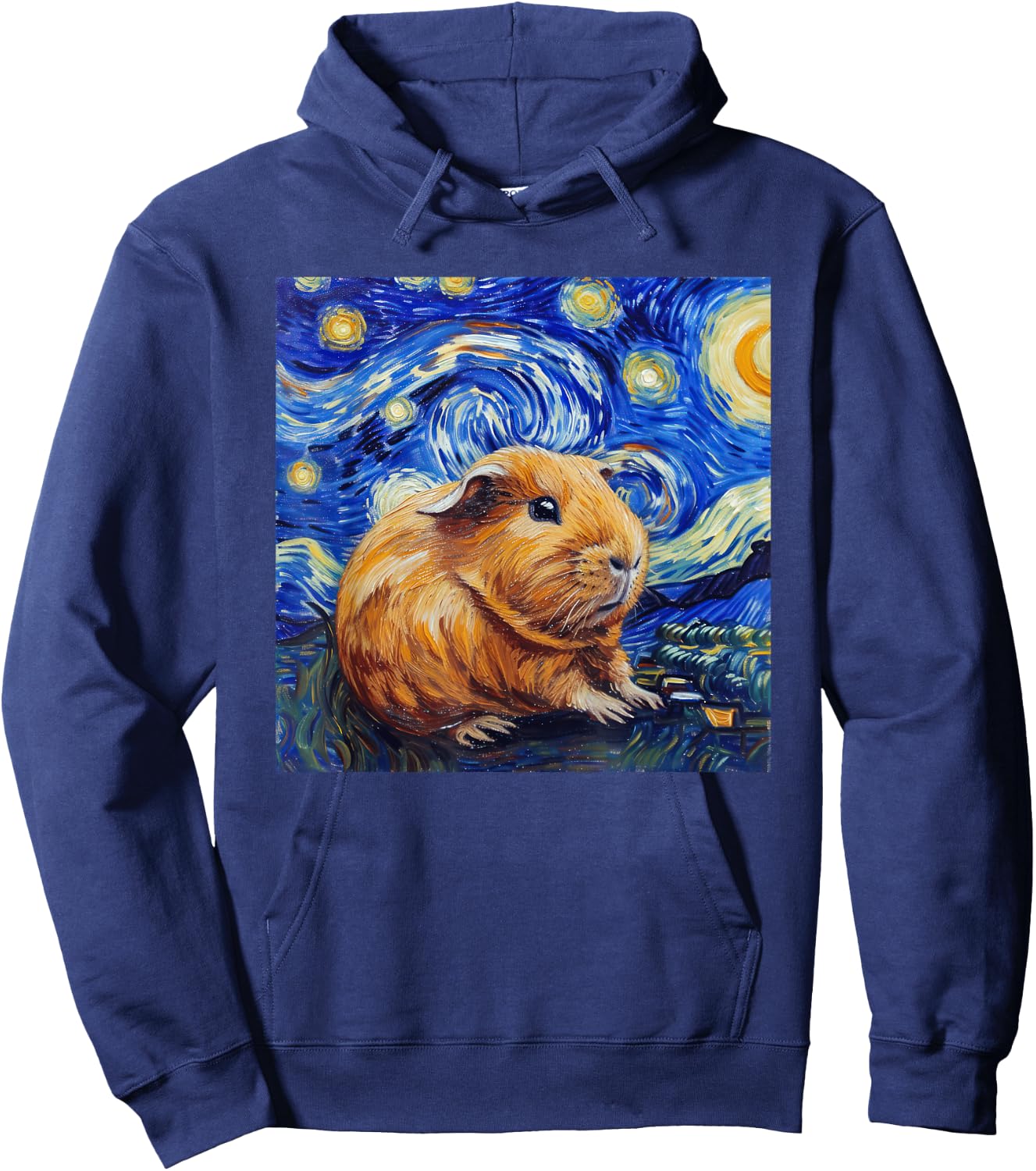 Guinea Pig Van Gogh Style Starry Night Graphic Hoodie - Hoodie | Navy