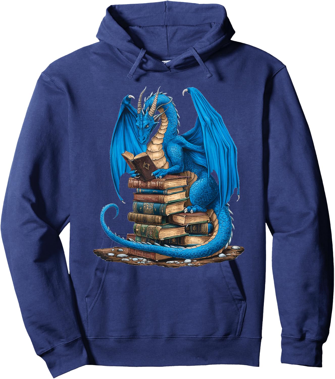 Book Lover Bookworm Reading Books Dragon Hoodie - Hoodie | Navy