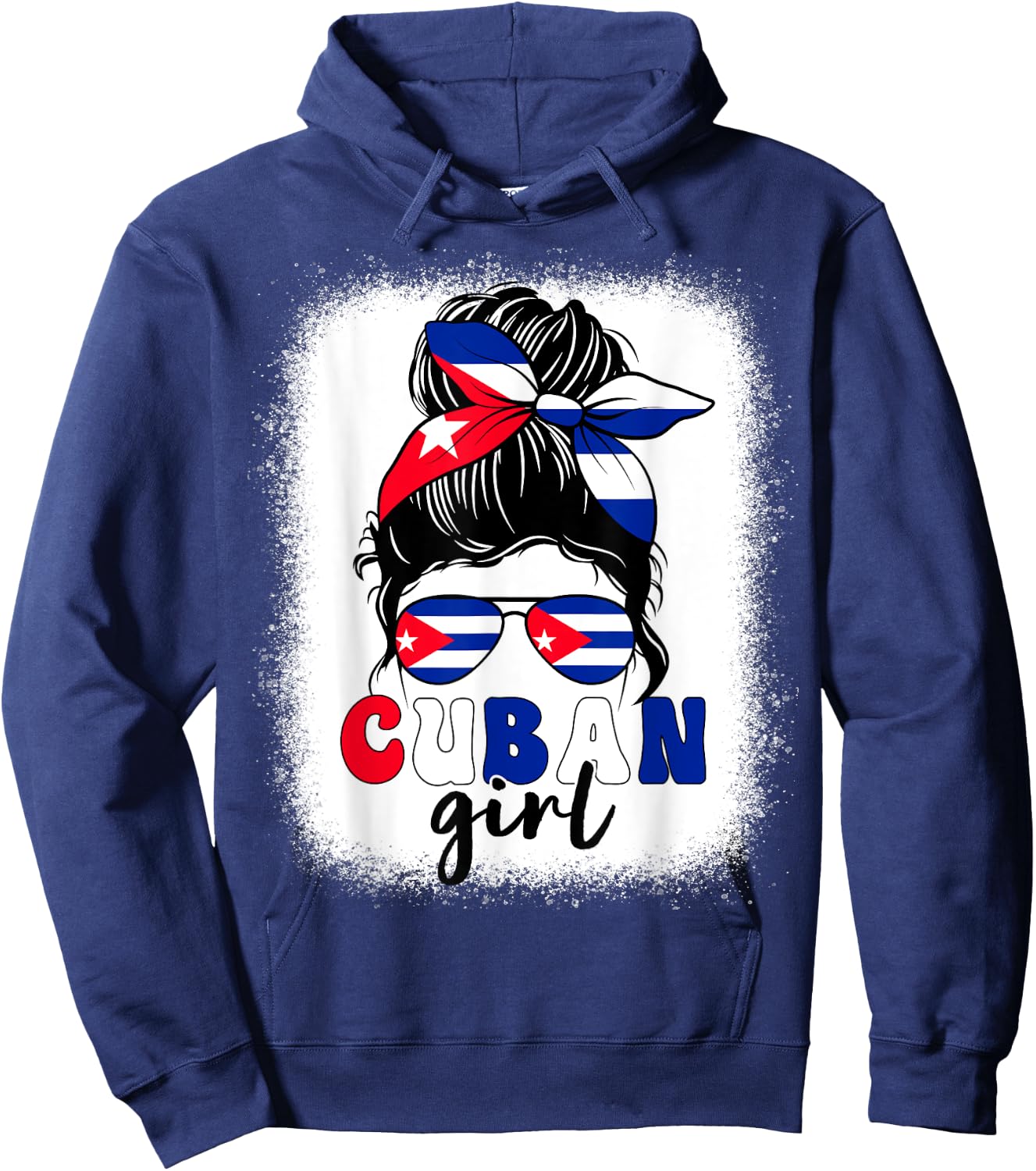 Cuban Girl Messy Bun Cuba Pride Patriotic Kids Hoodie - Hoodie | Navy