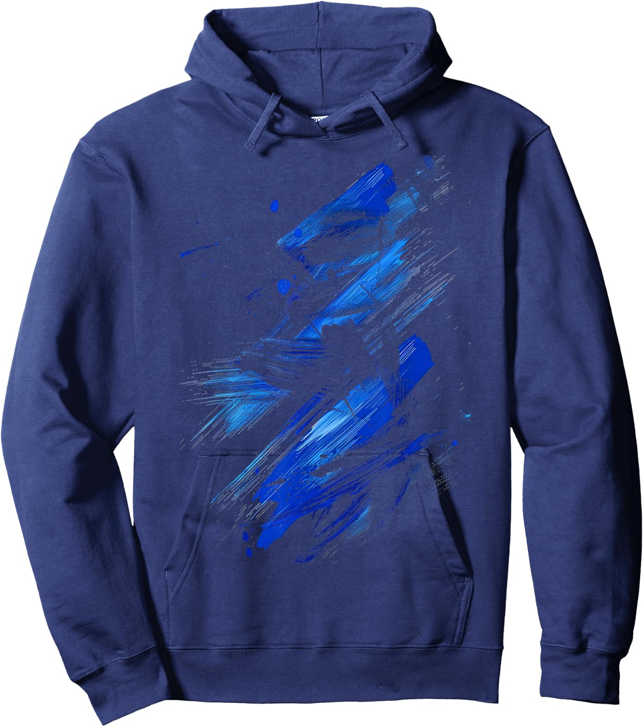 Blue And Black Dynamic Splatter Hoodie - Hoodie | Navy