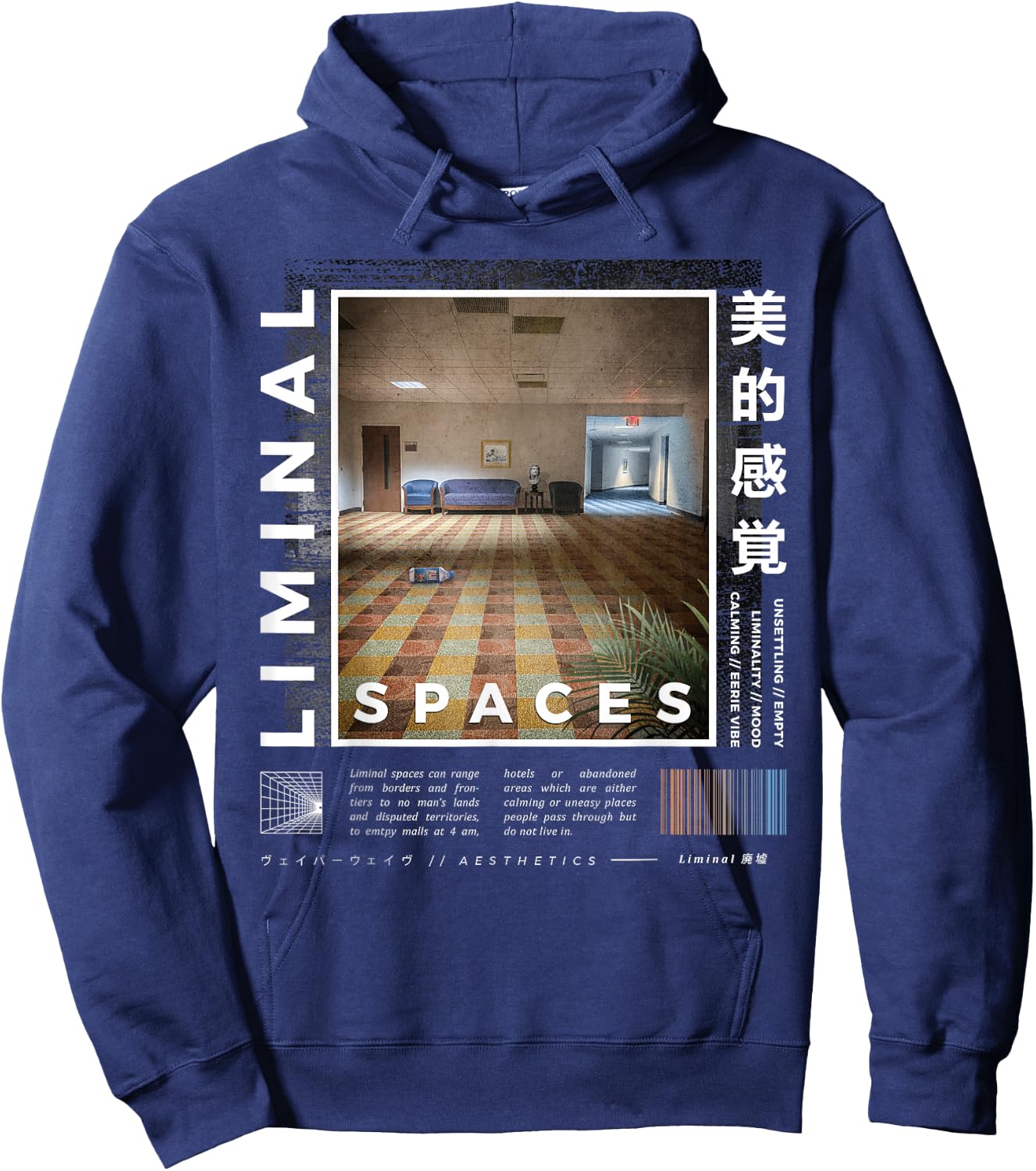 Liminal Spaces, Vaporwave, Retro Hoodie - Hoodie | Navy