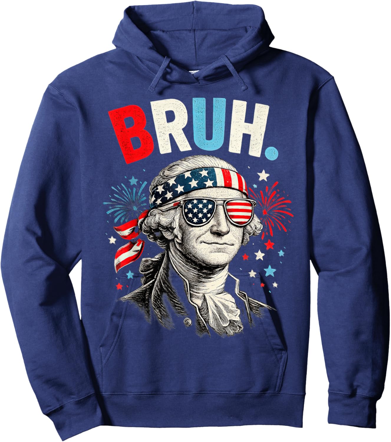 4th of July 2026 George Washington Bruh Hoodie - Hoodie | Navy