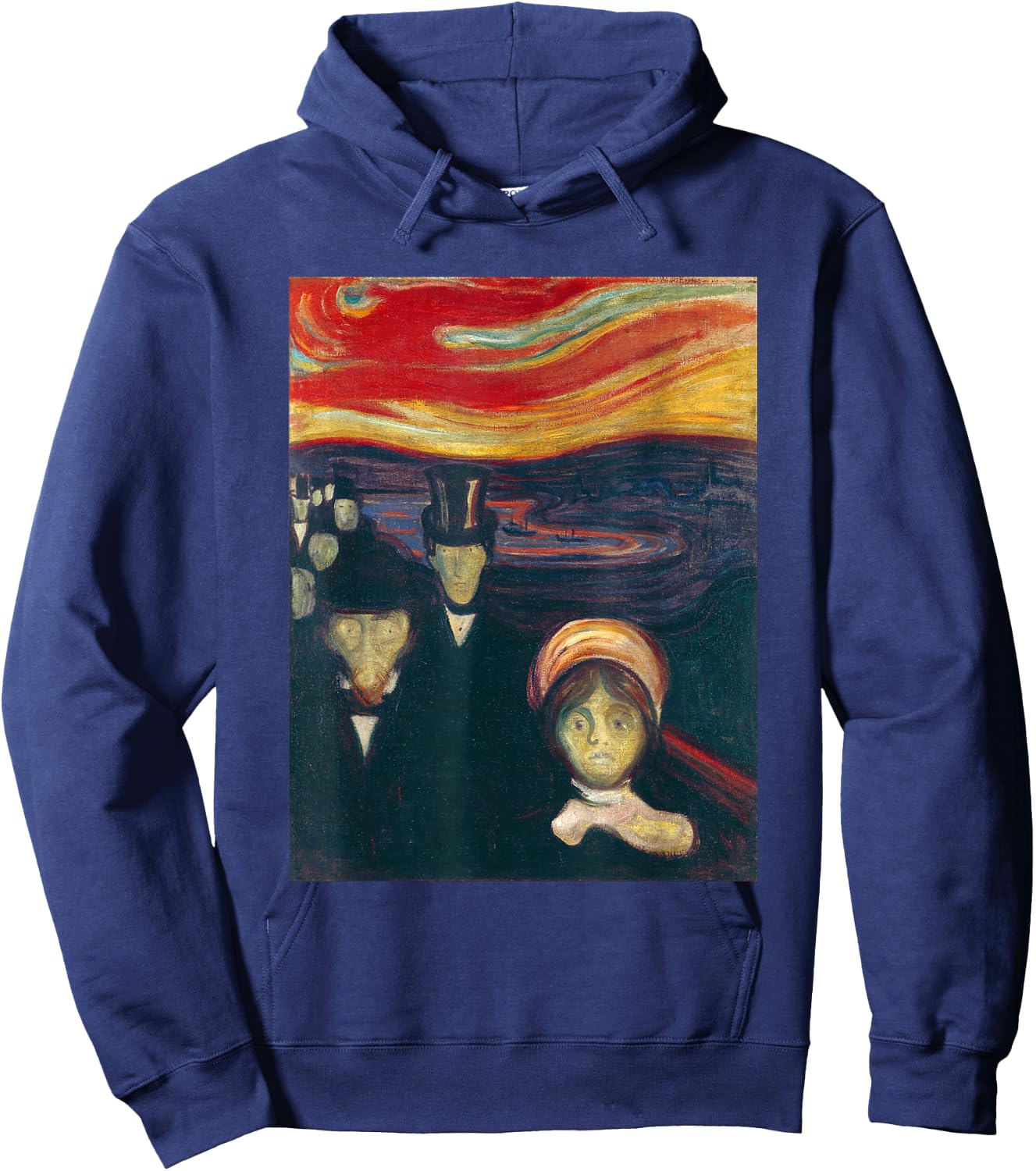 Anxiety by Edvard Expressionism Munch Art Hoodie - Hoodie | Navy