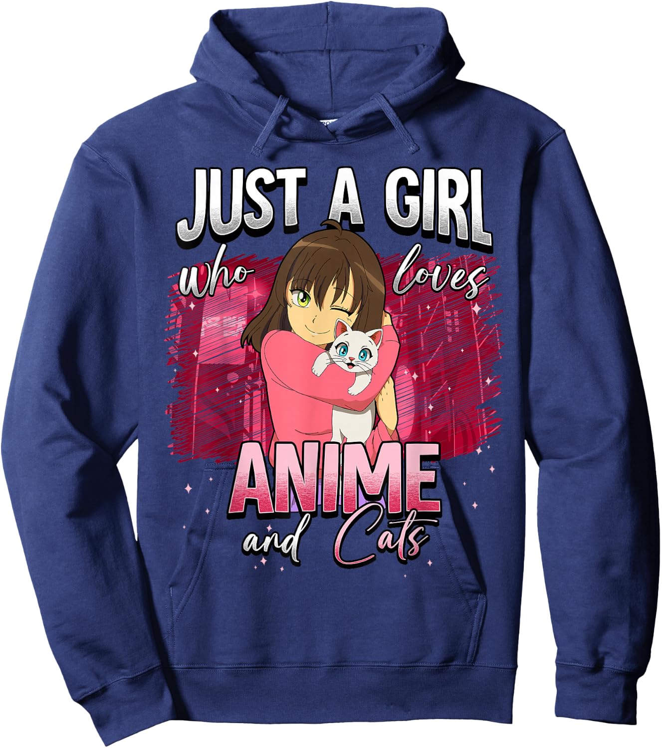 Just A Girl Who Loves Anime And Cats Hoodie - Hoodie | Navy