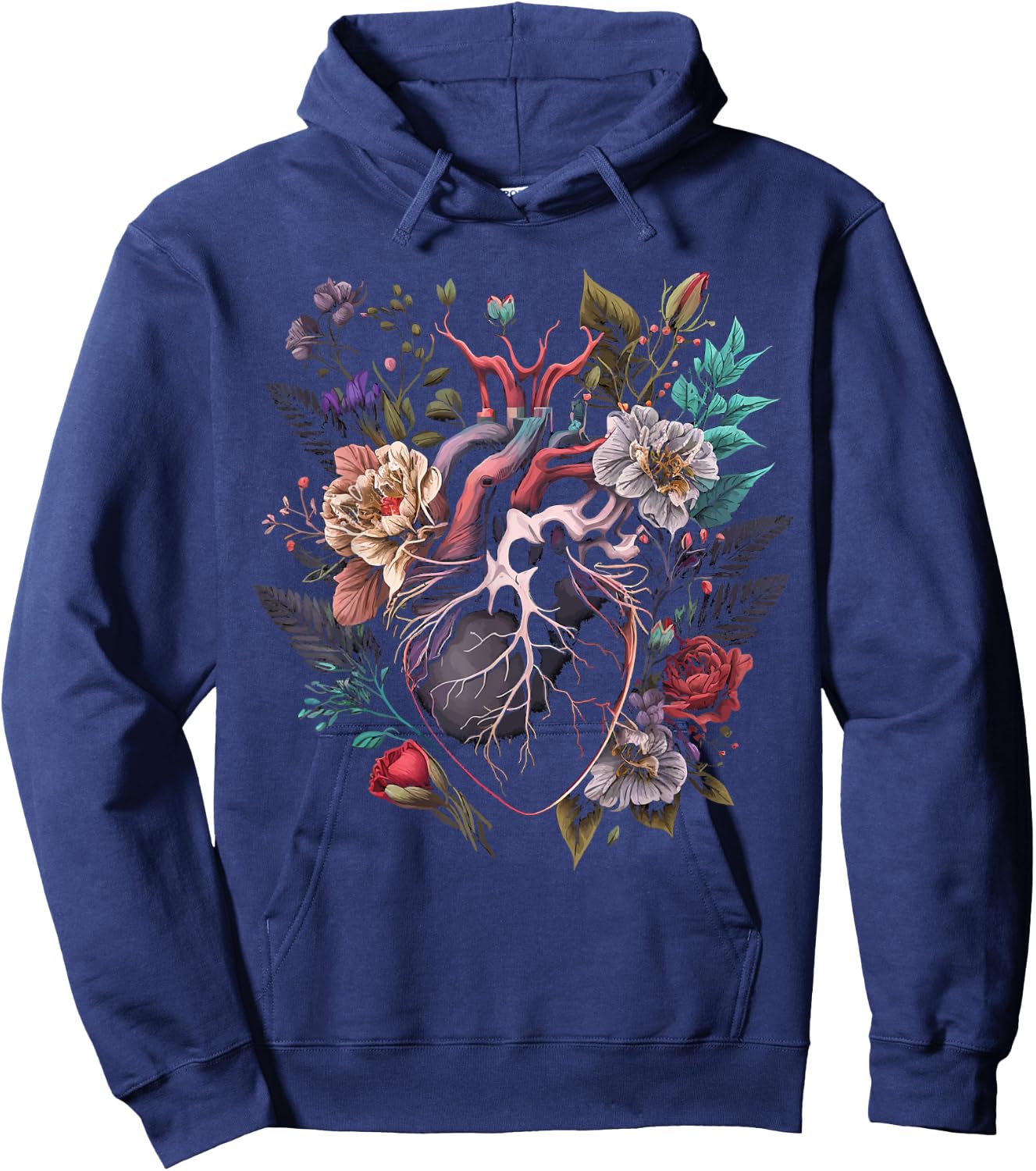 Anatomical Heart And Flowers Show Your Love Hoodie - Hoodie | Navy
