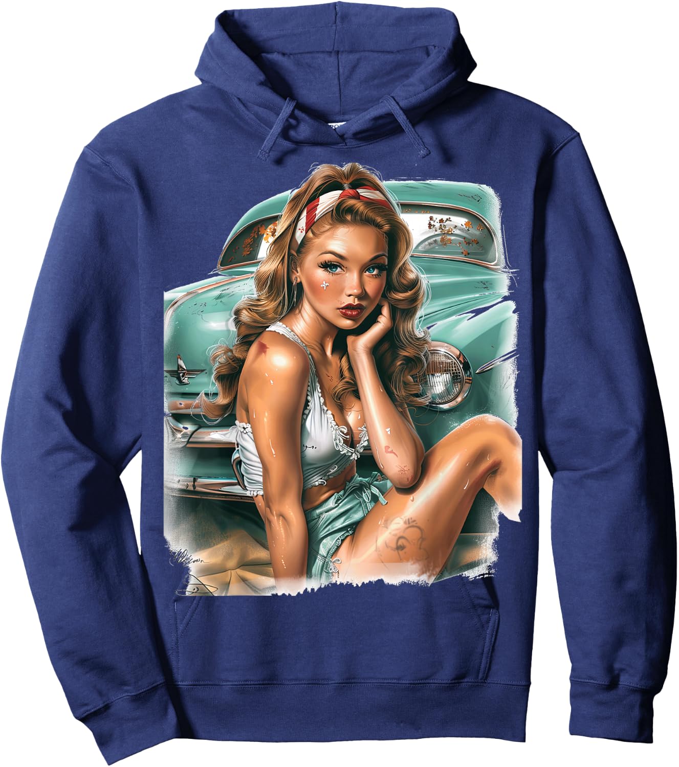 Pinup Girl Pin Up Vintage Retro Girls Hoodie - Hoodie | Navy