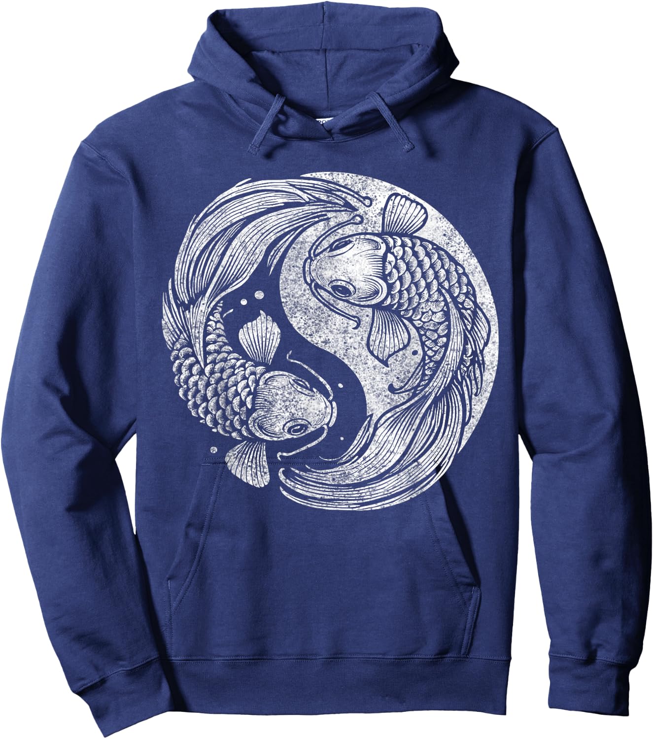 Yin And Yang Retro Japanese Koi Fish Hoodie - Hoodie | Navy