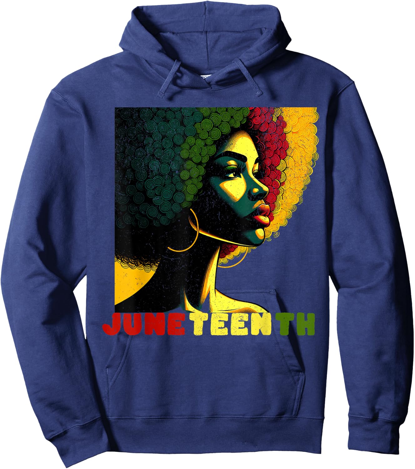 Juneteenth Tribute Vibrant Black Woman Art Hoodie - Hoodie | Navy
