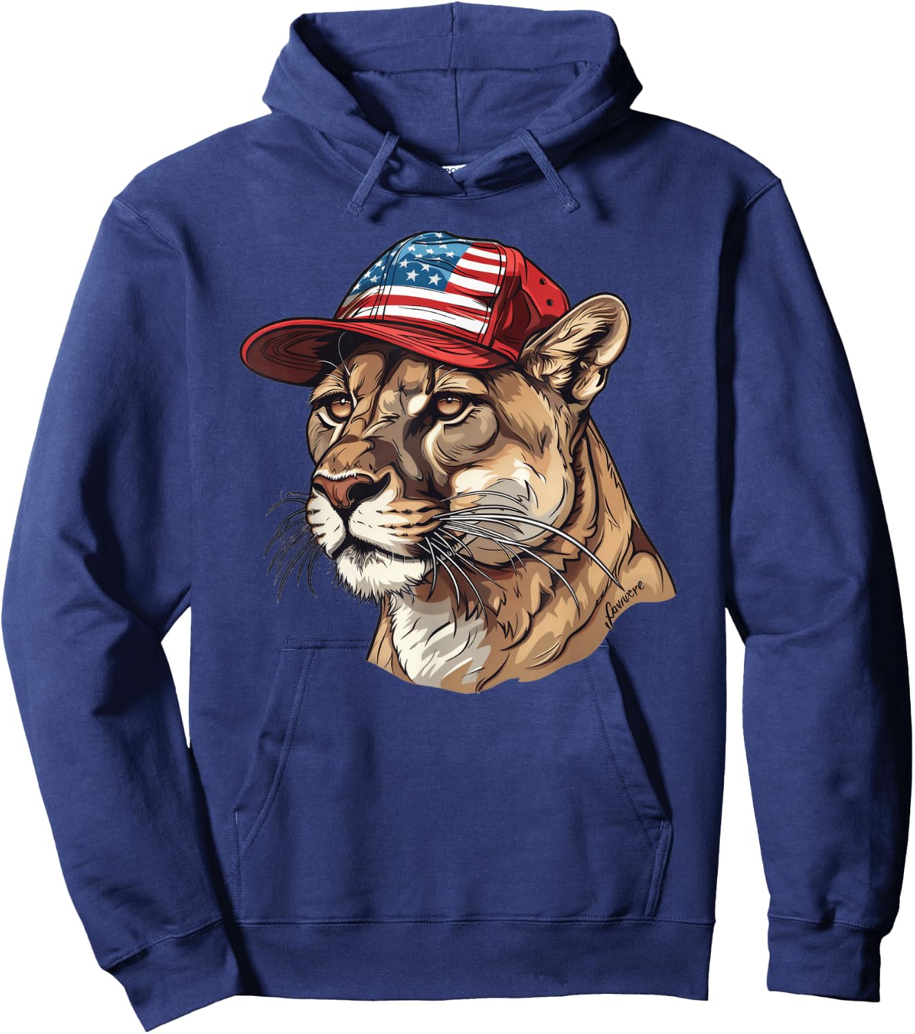 Mountain Lion With USA Hat Hoodie - Hoodie | Navy