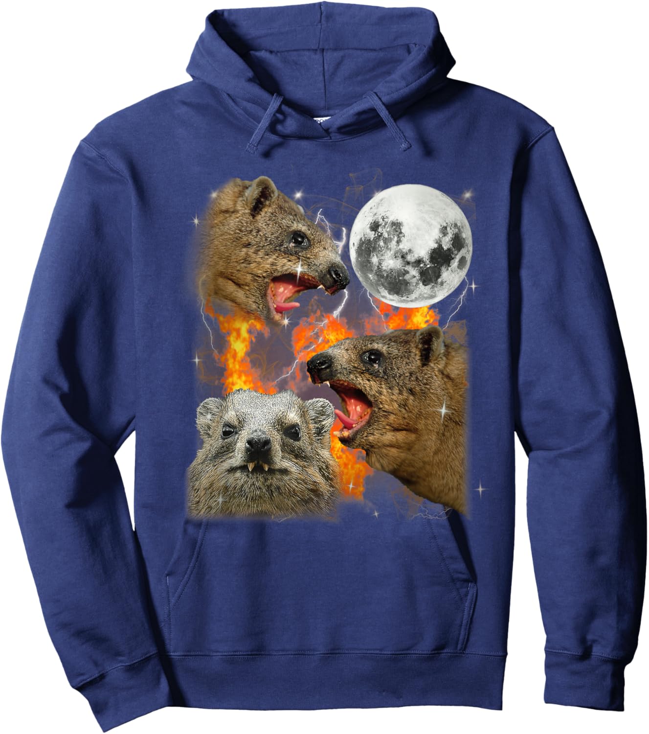 Funny Meme Rock Hyrax Fire Hoodie - Hoodie | Navy