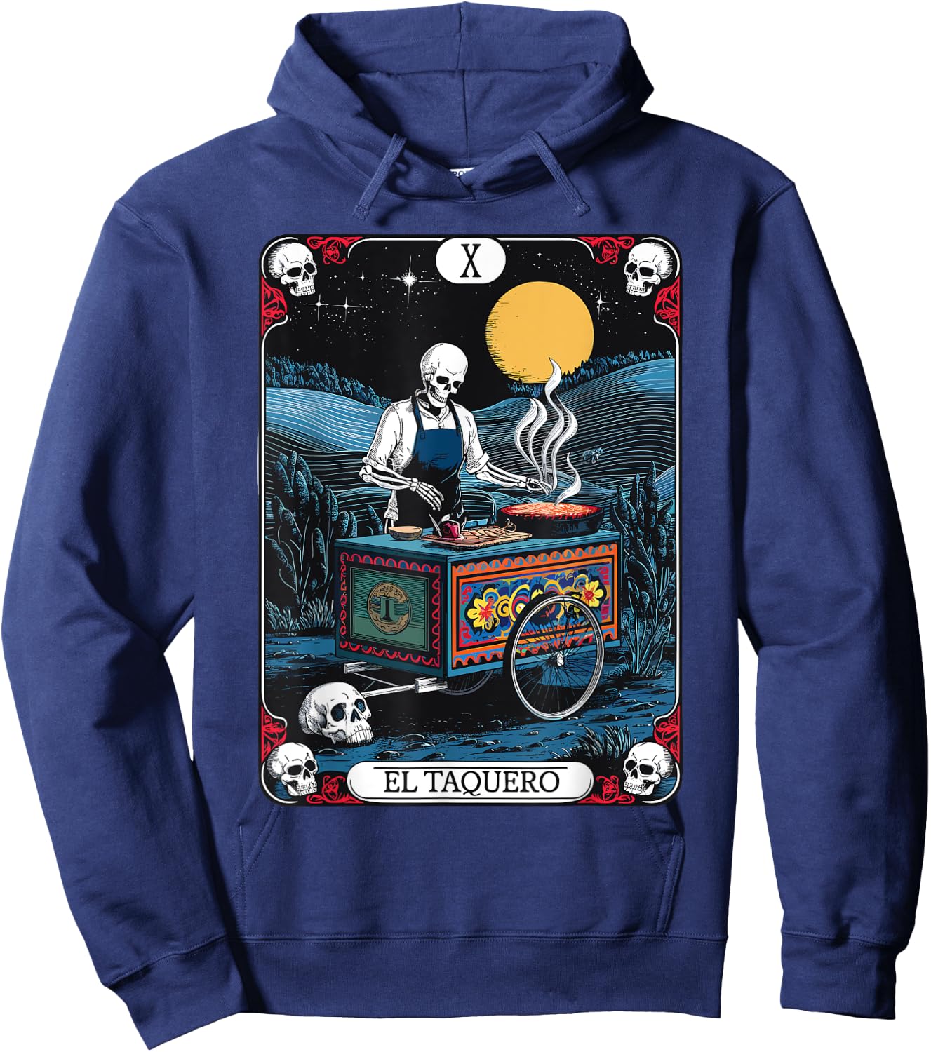 Gothic Tarot El Taquero Skeleton Taco Chef Hoodie - Hoodie | Navy