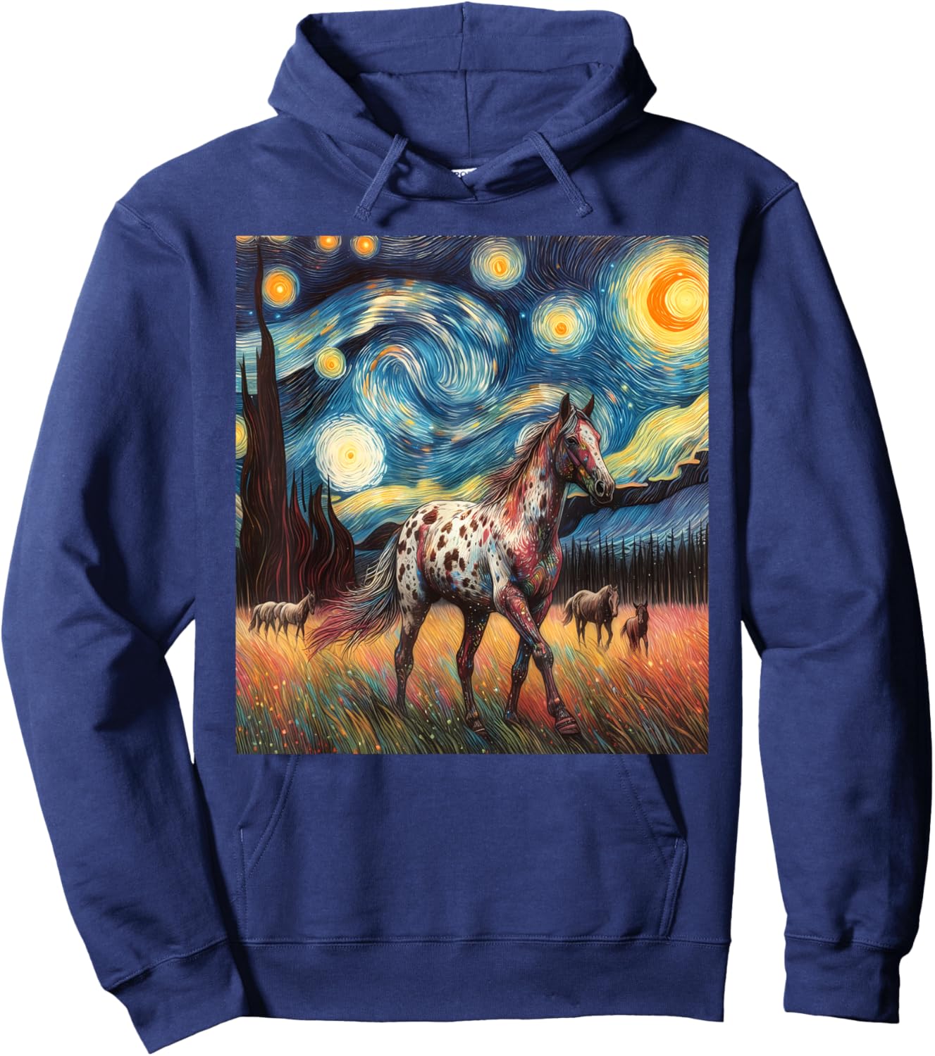Appaloosa Horse Starry Night Painting Hoodie - Hoodie | Navy
