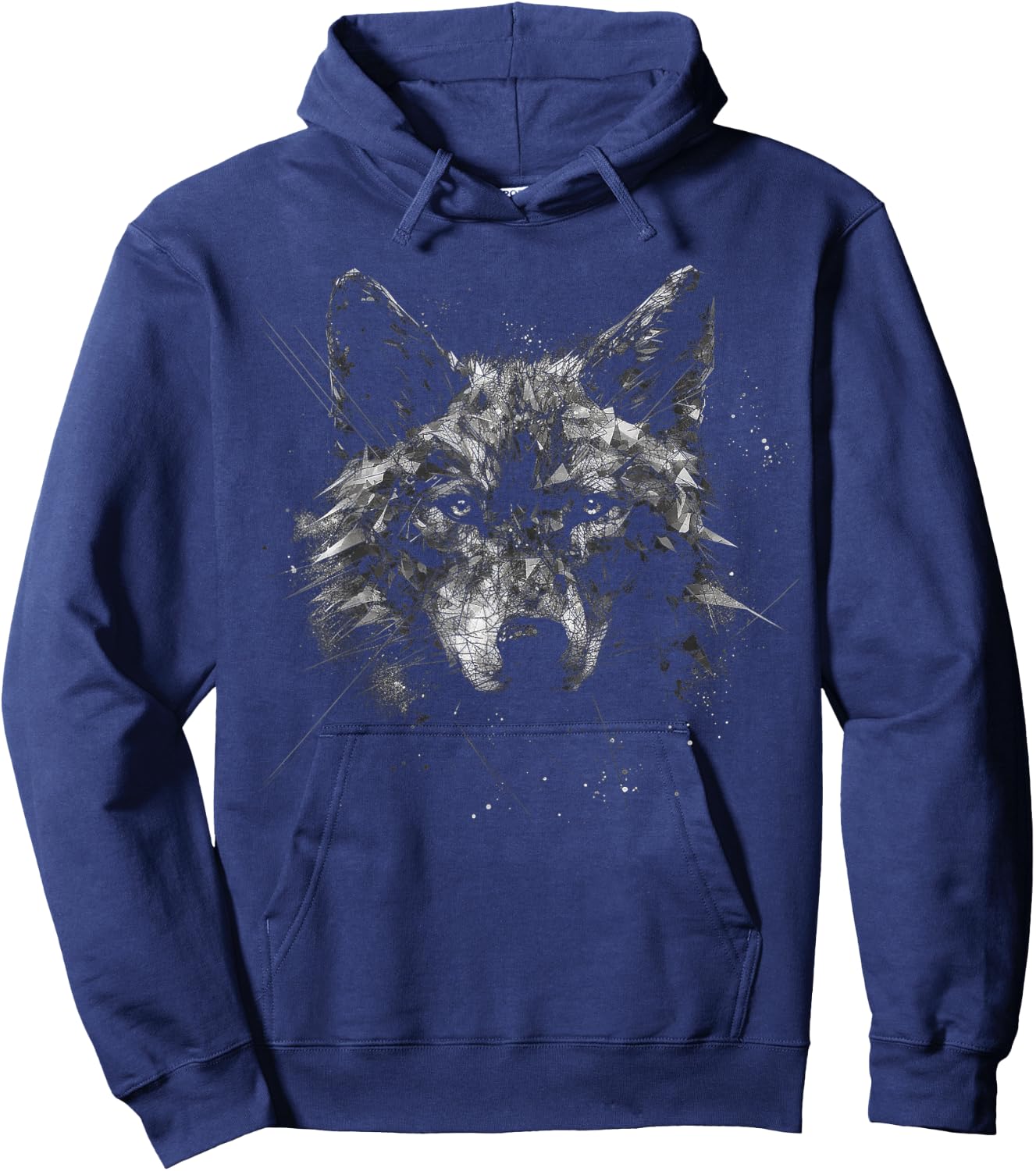 Wolf Art - Animal Lover Motif Wolf Hoodie - Hoodie | Navy