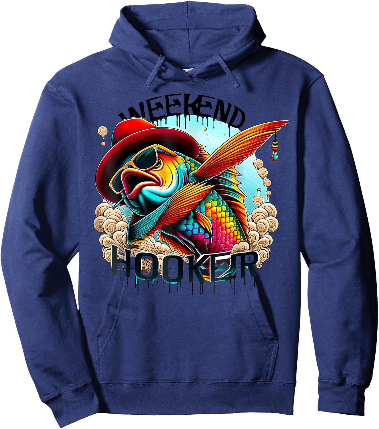 Weekend Hooker Colorful Fishing Funny Fishing Hoodie - Hoodie | Navy
