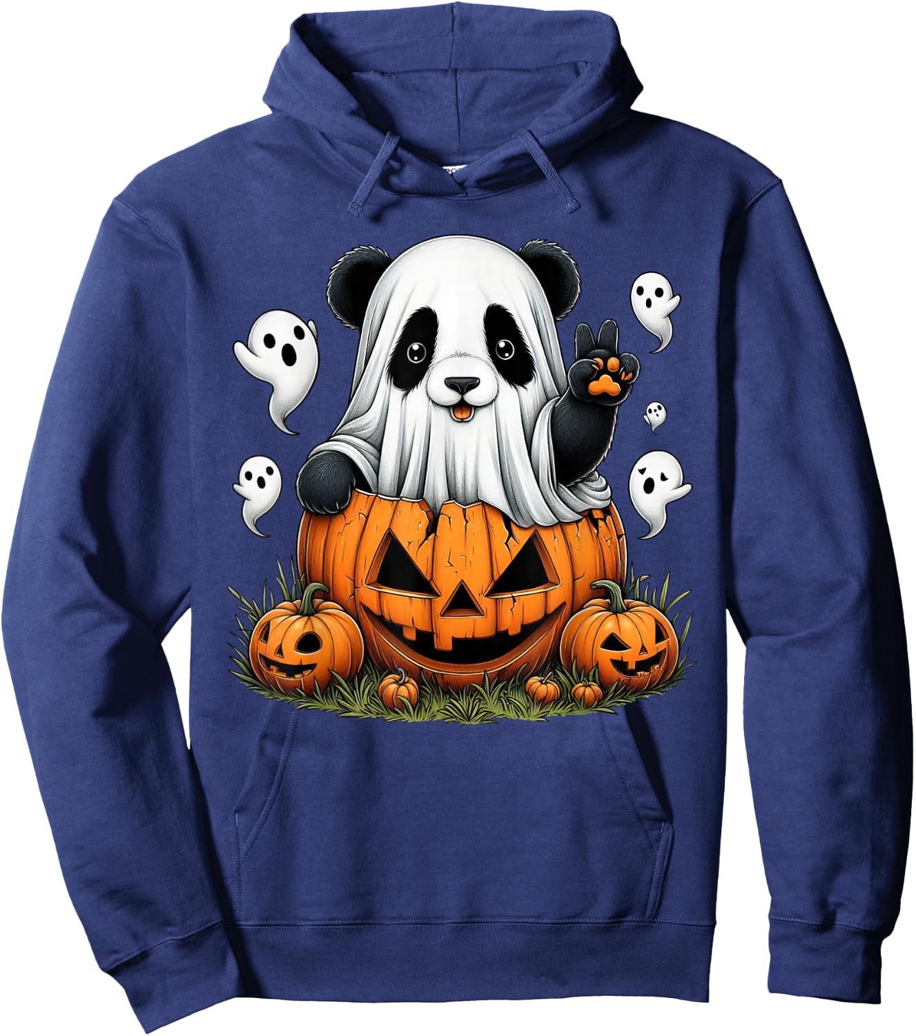 Funny Panda Ghost Boo Halloween Panda Kids Hoodie - Hoodie | Navy
