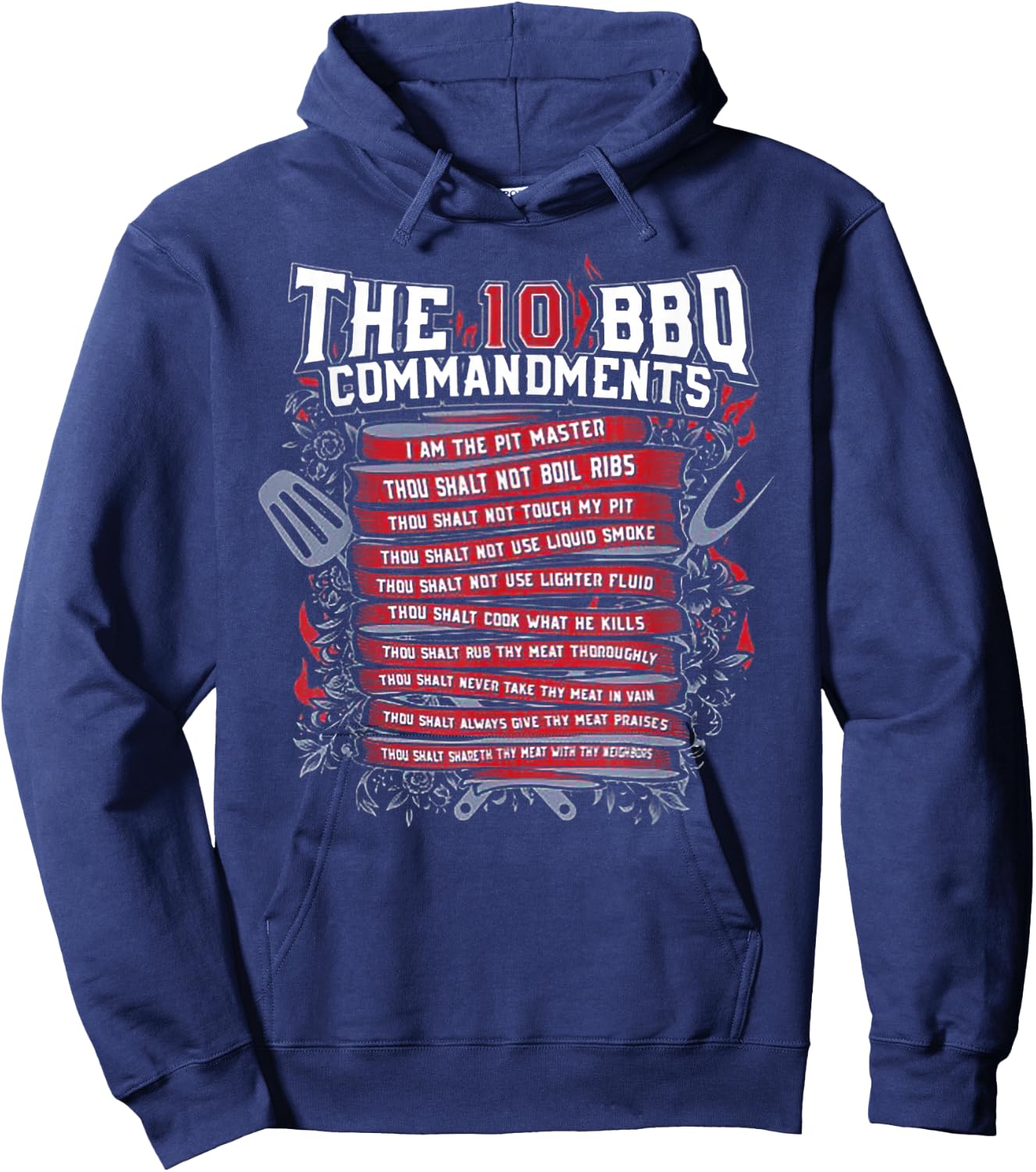 The 10 BBQ Commandments Hoodie - Hoodie | Navy