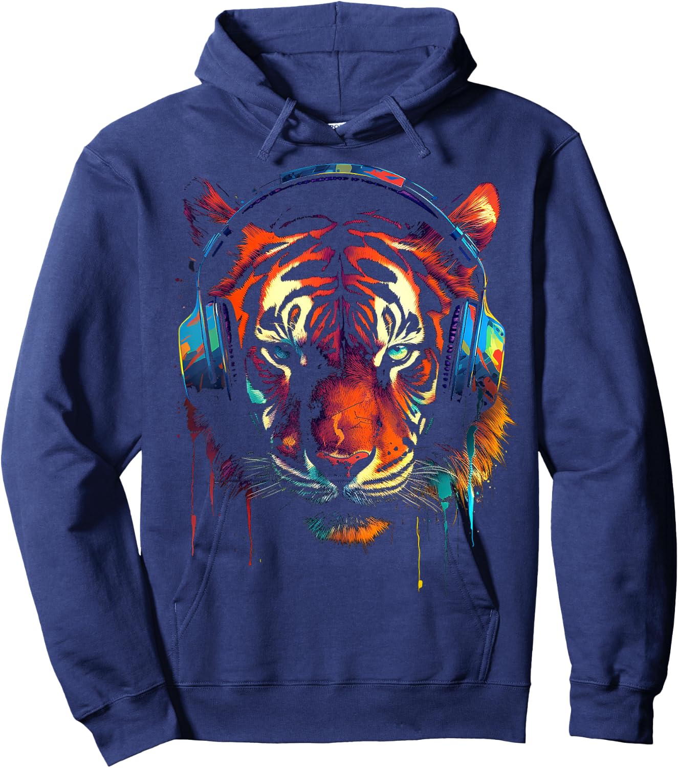 Tiger Animal Motif Artwork Tiger Hoodie - Hoodie | Navy