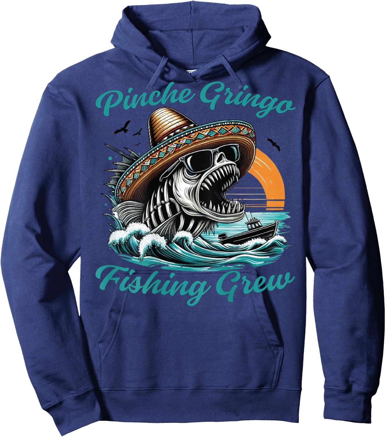 Pinche Gringo Fishing Crew (on back) Hoodie - Hoodie | Navy