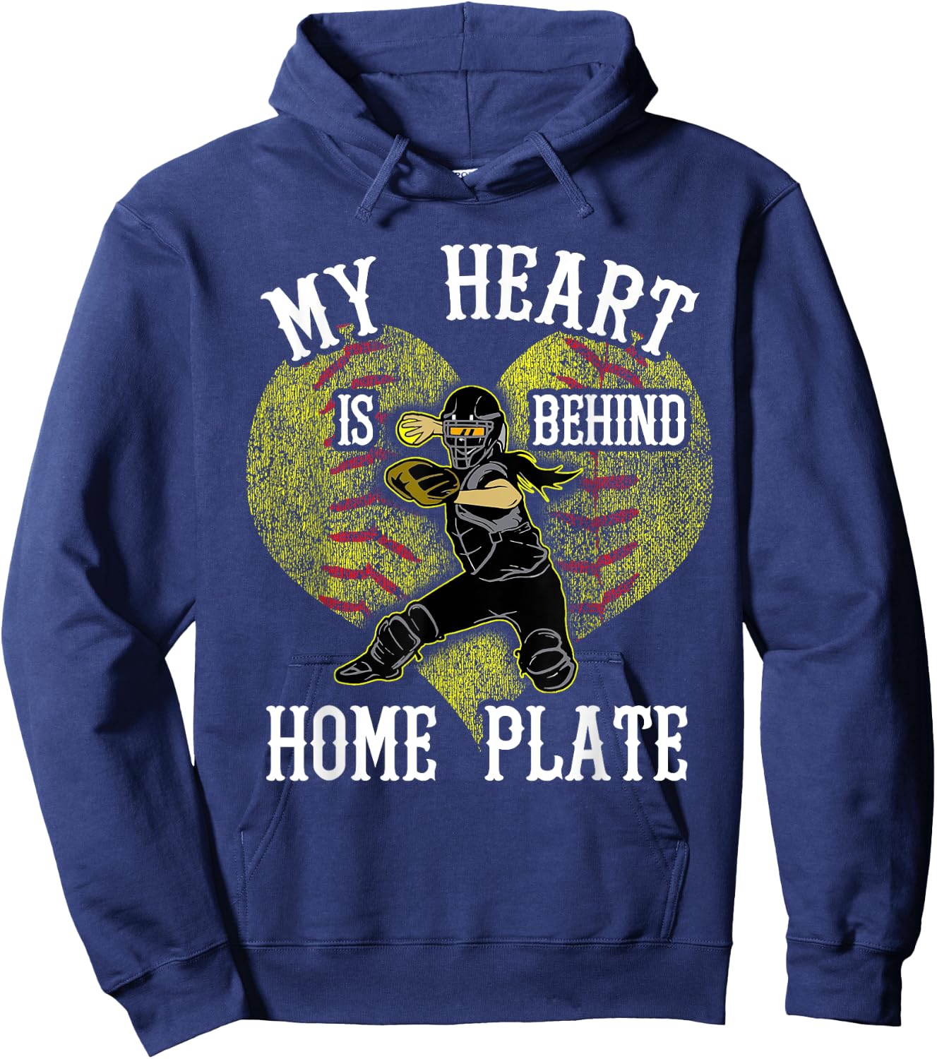 Softball Mom My Heart is Behind Home Plate Hoodie - Hoodie | Navy