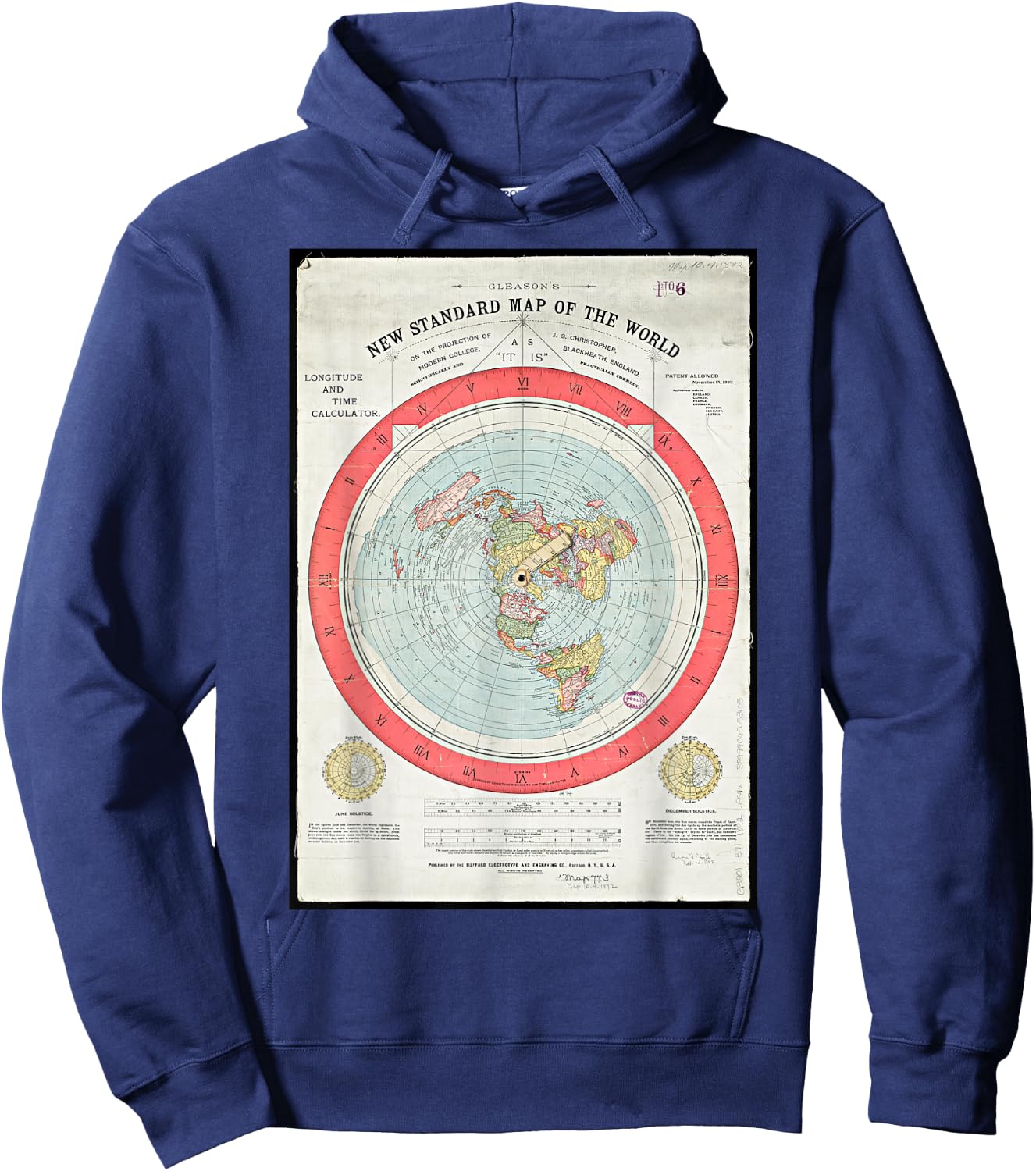 Gleason's new standard map of the world globe Hoodie - Hoodie | Navy