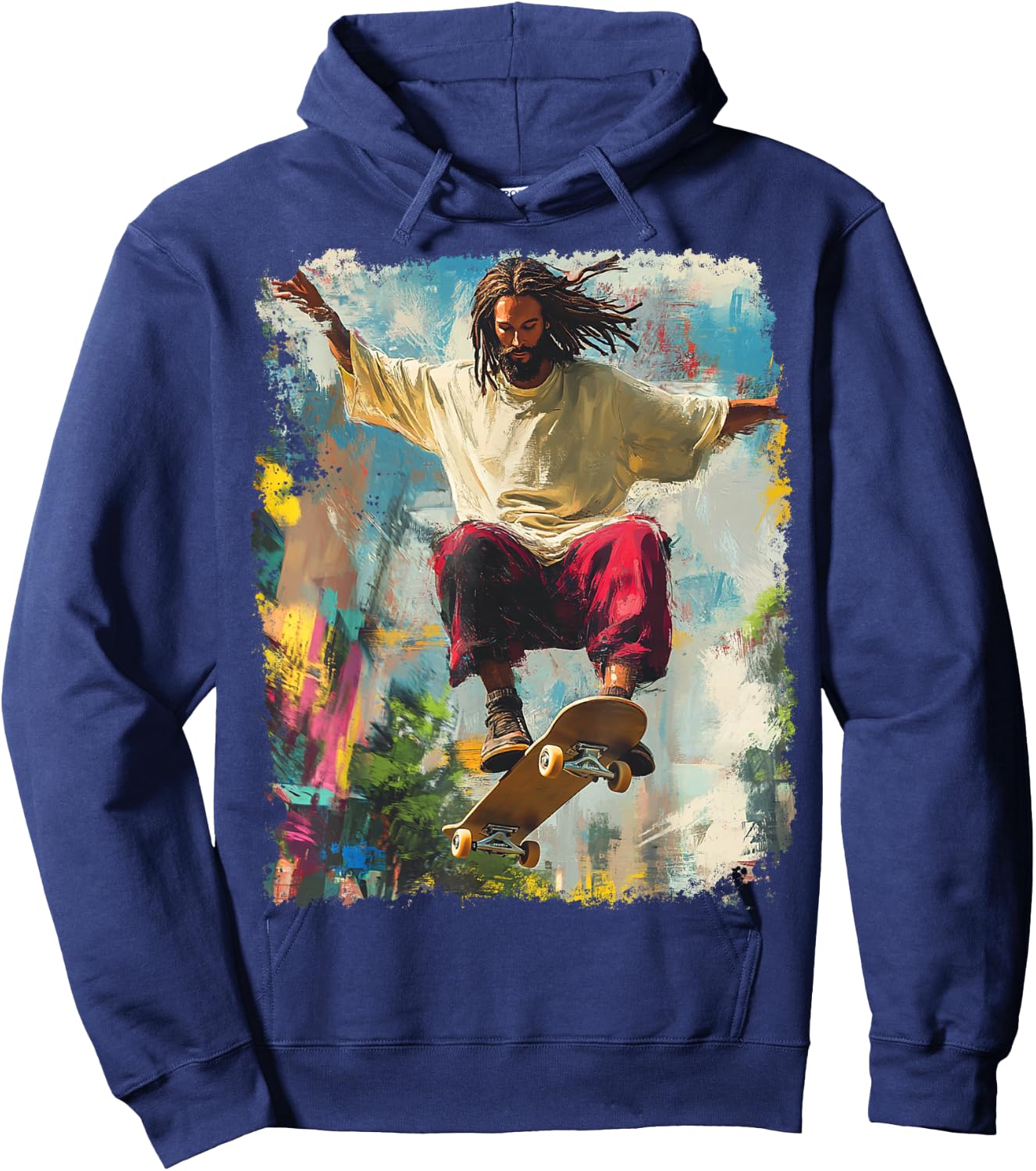 Skateboarding King Jesus Christ Skateboard Hoodie - Hoodie | Navy