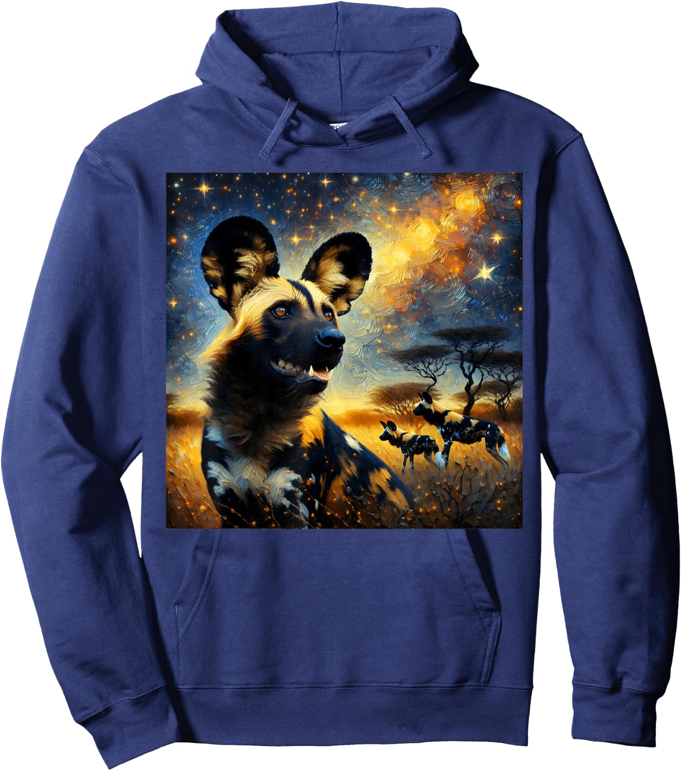 African Wild Dog Starry Night African Wild Dog Hoodie - Hoodie | Navy