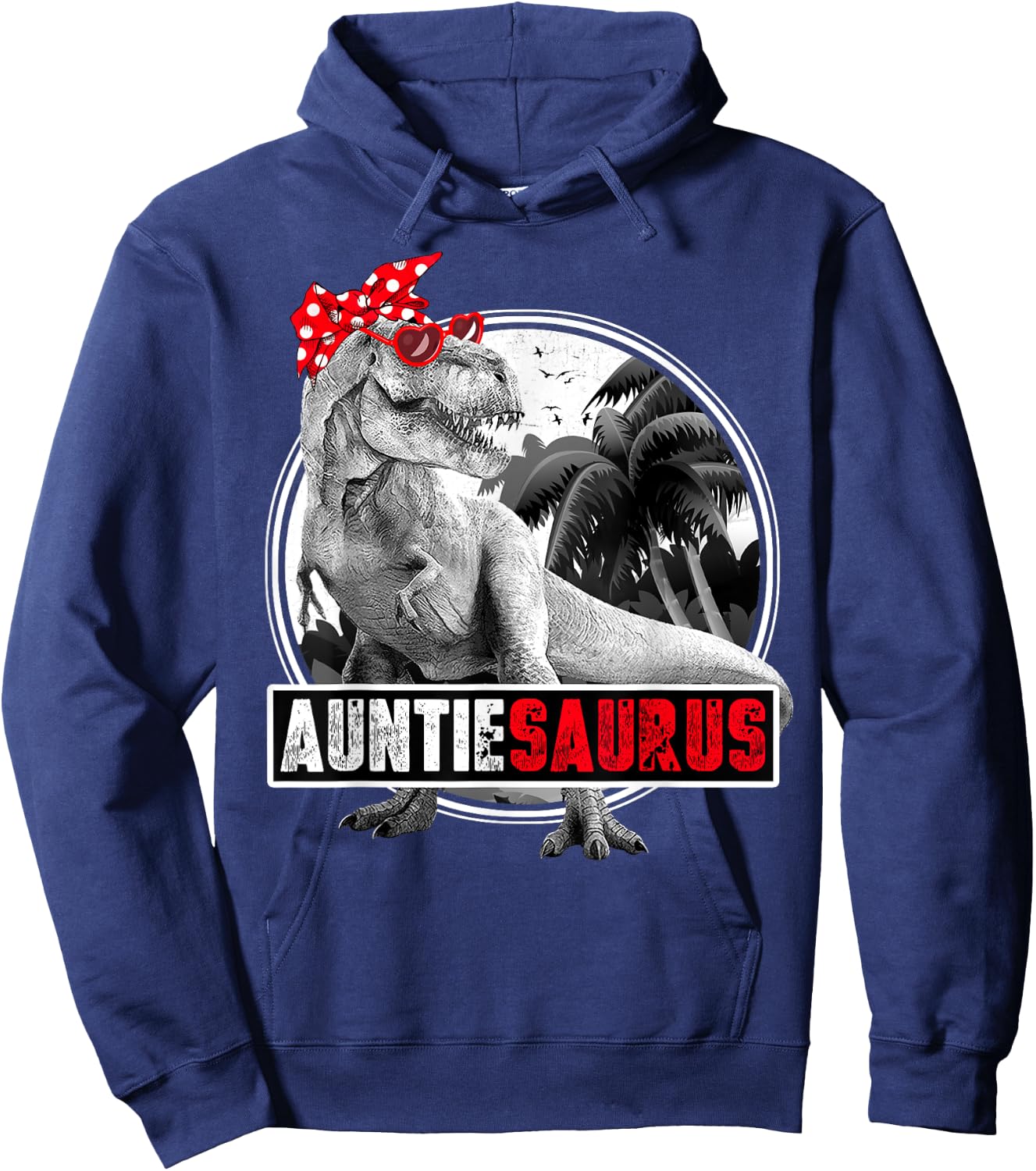 Auntiesaurus T-Rex Dinosaur Auntie Dinosaur Hoodie - Hoodie | Navy