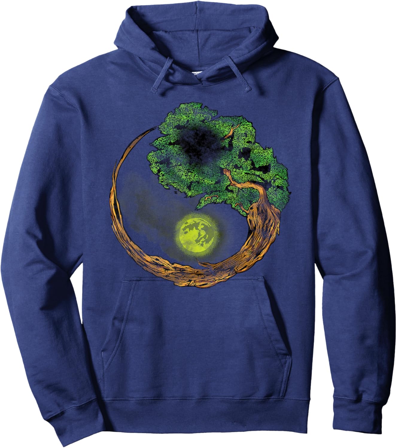 Yin Yang Bonsai Tree Japanese Buddhist Zen Hoodie - Hoodie | Navy