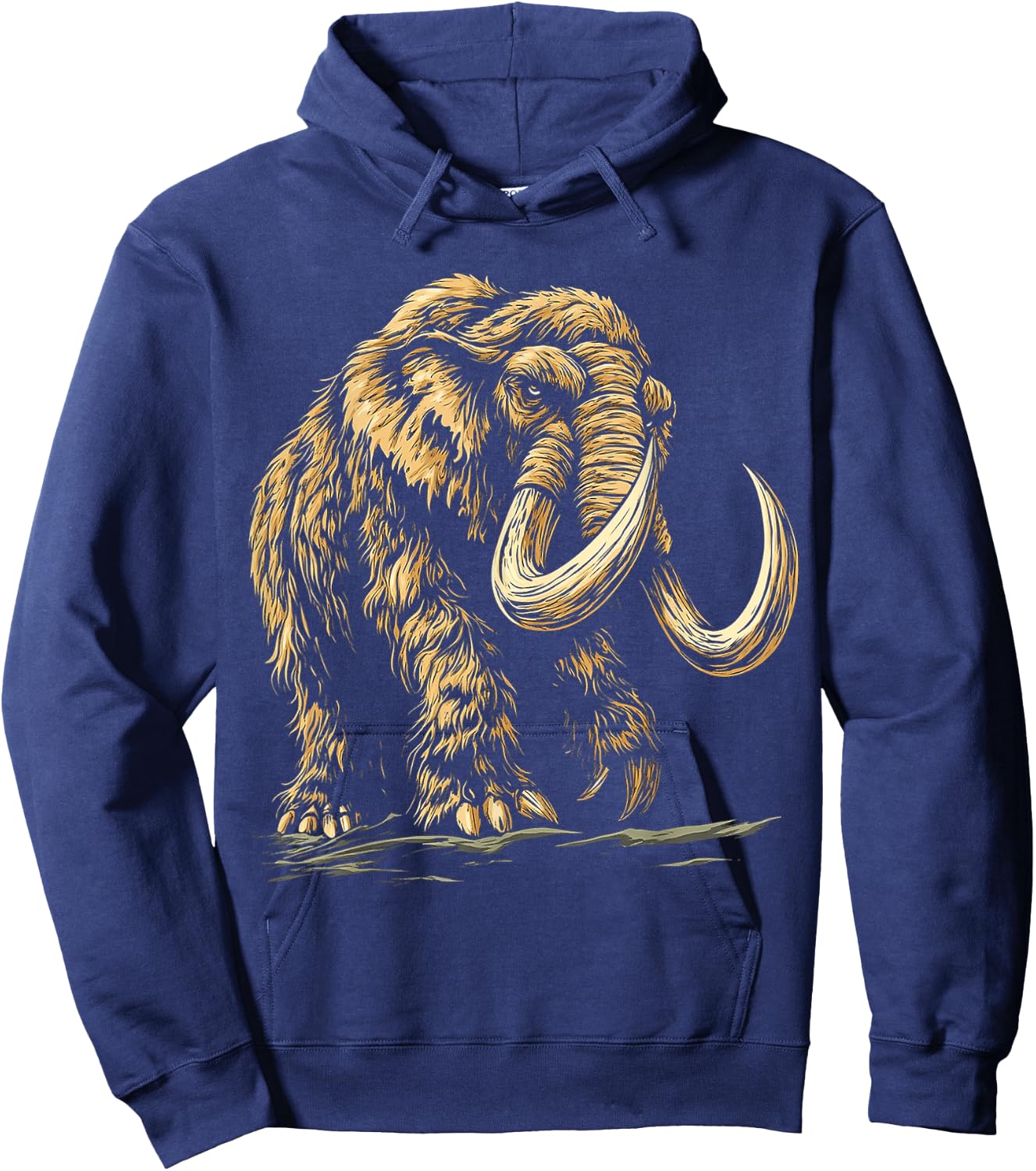 Mammoth Mythical Motif Fantasy Artwork Mammoth Hoodie - Hoodie | Navy