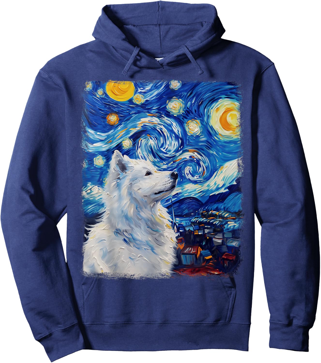 Samoyed Dog Starry Night Painting Hoodie - Hoodie | Navy