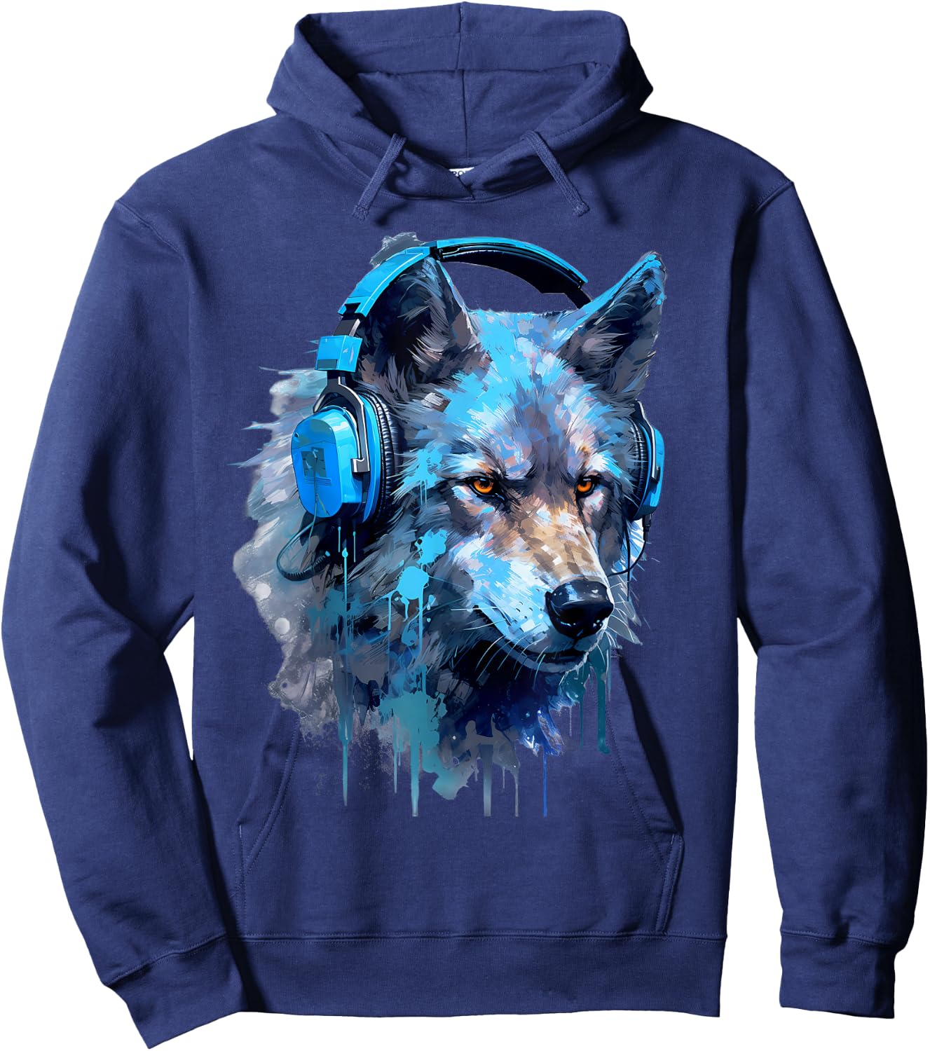 Rave EDM Wolf Headphone Hoodie - Hoodie | Navy