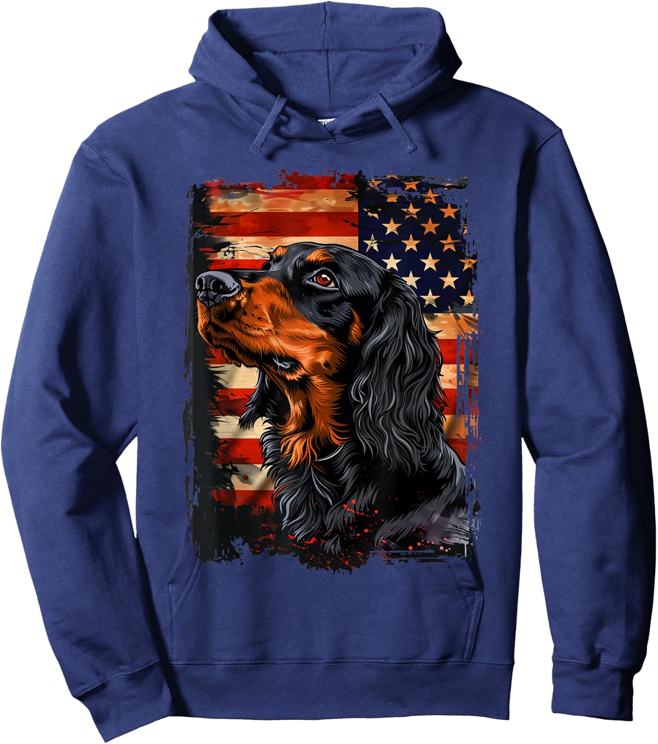 Gordon Setter American Flag Kids Men Hoodie - Hoodie | Navy