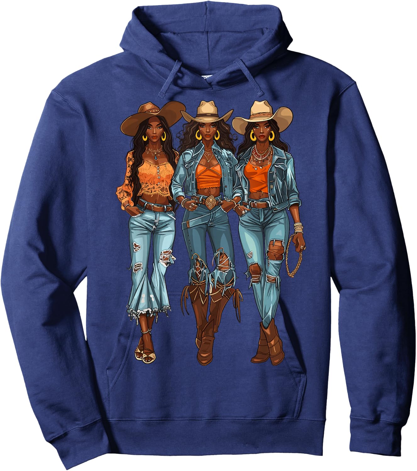 Black Cowgirl Vibes Melanin Black History Texas Hoodie - Hoodie | Navy