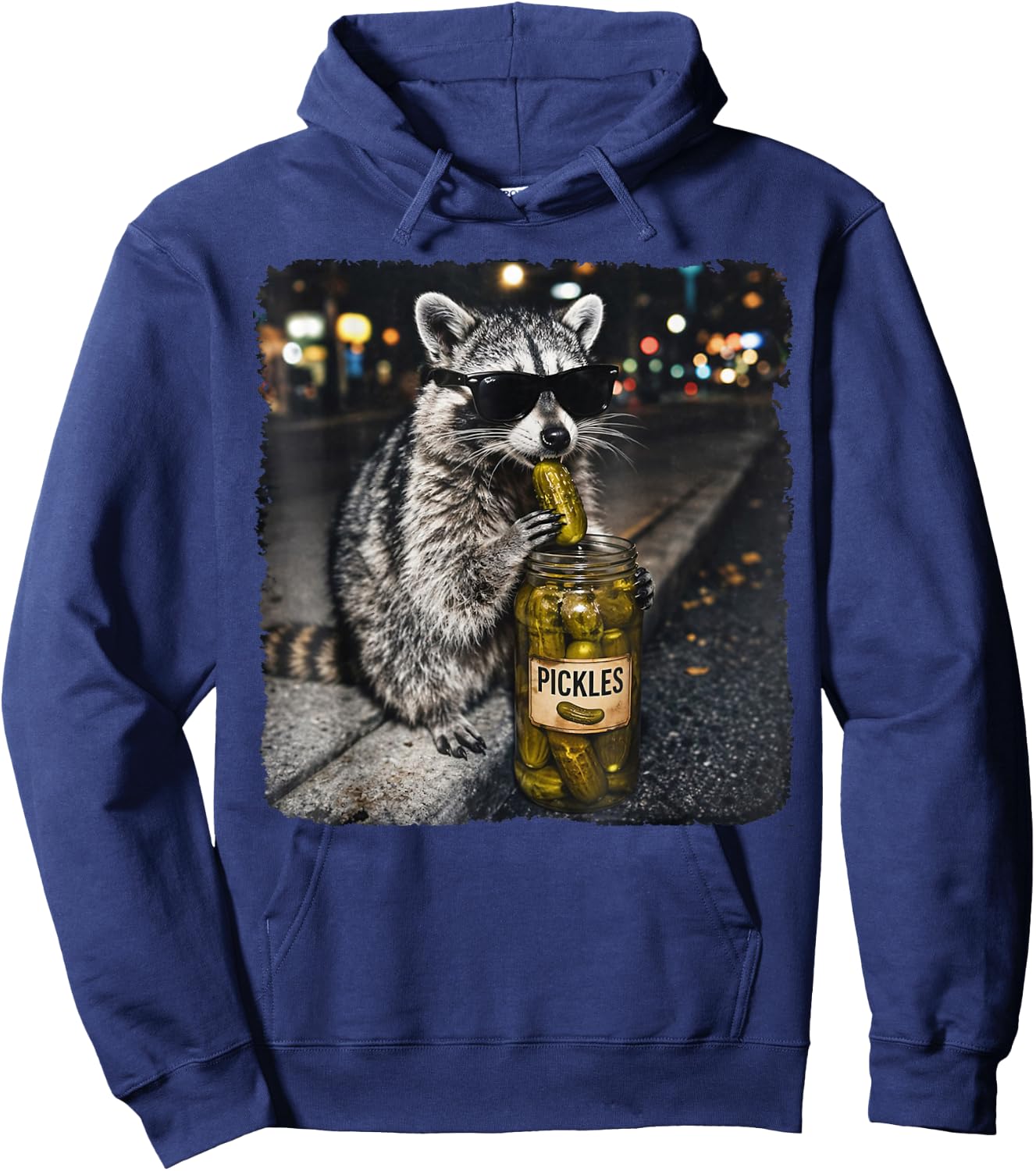 Funny Raccoon Eating Pickles Meme Men Women Hoodie - Hoodie | Navy