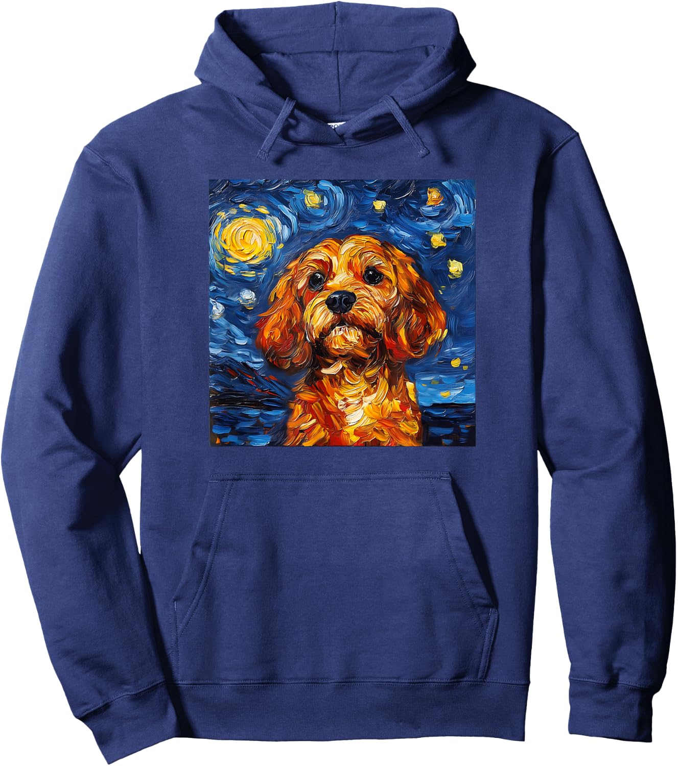 Cute Cavapoo Starry Night Dog Art Hoodie - Hoodie | Navy