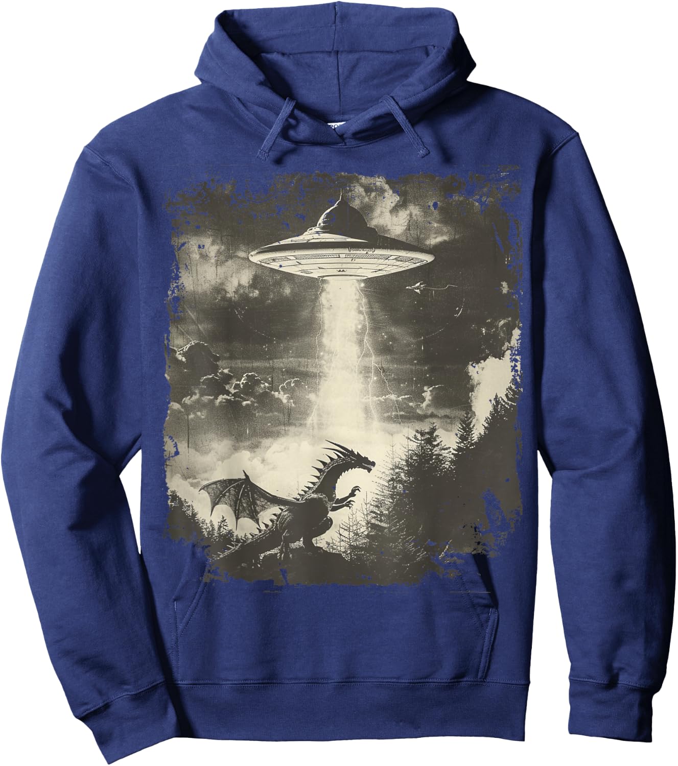Fantasy Dragon Retro Art Sci-Fi Alien Ufo Hoodie - Hoodie | Navy