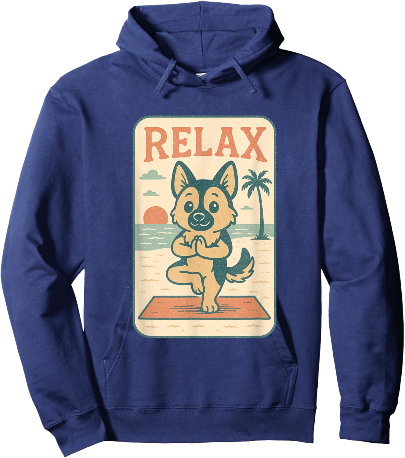 German Shepherd Relax Yoga Funny Relaxing Dog Hoodie - Hoodie | Navy
