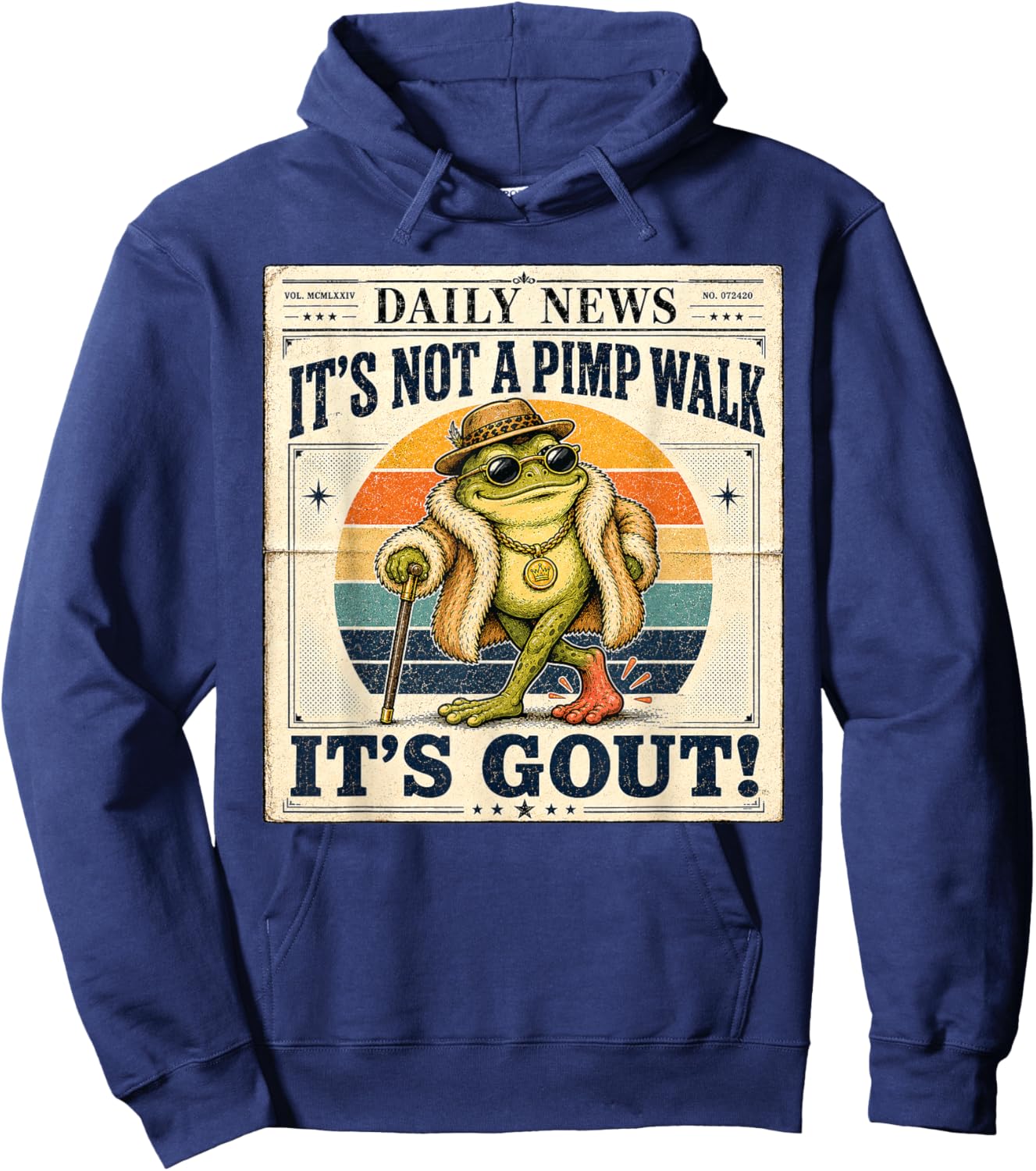 It's Not A Pimp Walk It's Gout Funny Frog Hoodie - Hoodie | Navy