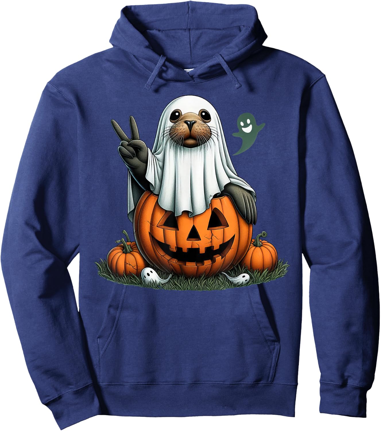 Funny Sea Lion Boo Halloween Ghost Kids Hoodie - Hoodie | Navy