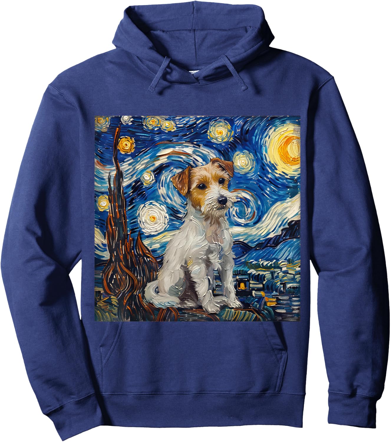 Jack Russel Terrier Van Gogh Starry Night Hoodie - Hoodie | Navy