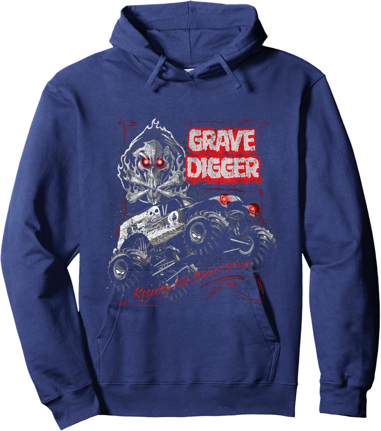 Monster Jam Grave Digger Red Eyes Truck Hoodie - Hoodie | Navy