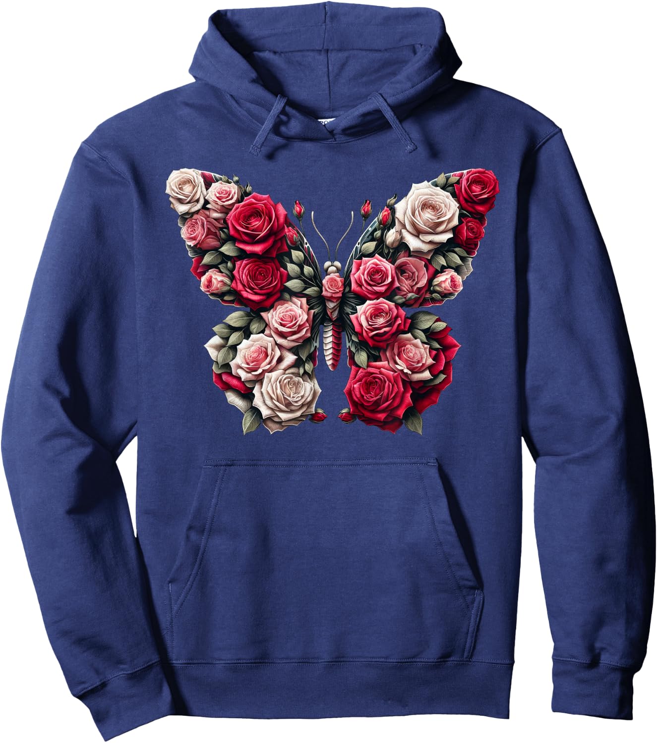 Rose Butterfly Flower Gardening Floral Hoodie - Hoodie | Navy
